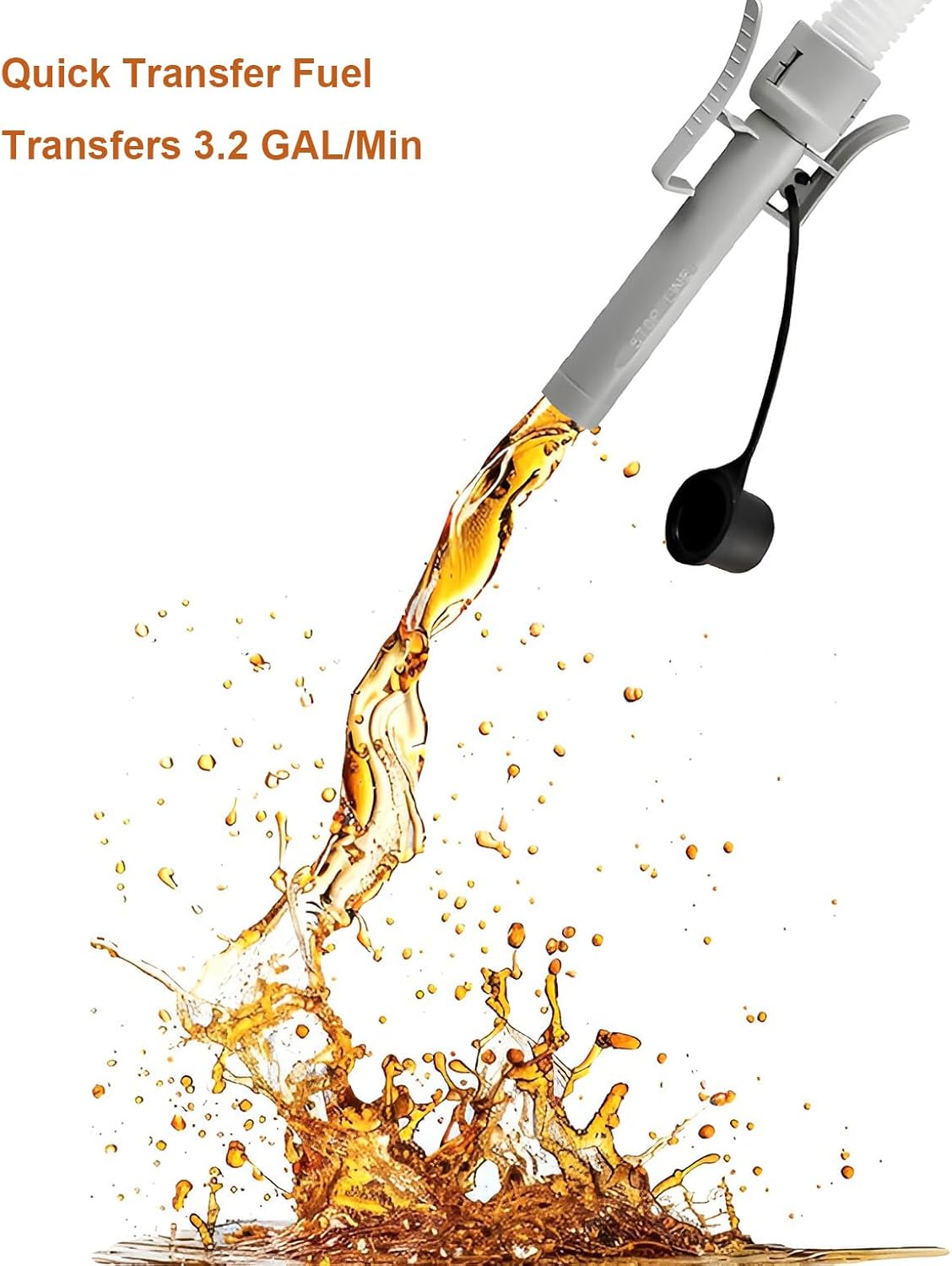 Fuel Transfer Pump Battery Powered with Auto-Stop Sensor, Leak Protection (3.2 GPM), 58inch Long Hose, Universal Adapter Fits Most Size Gas Cans for Gasoline Diesel Fuel Liquid