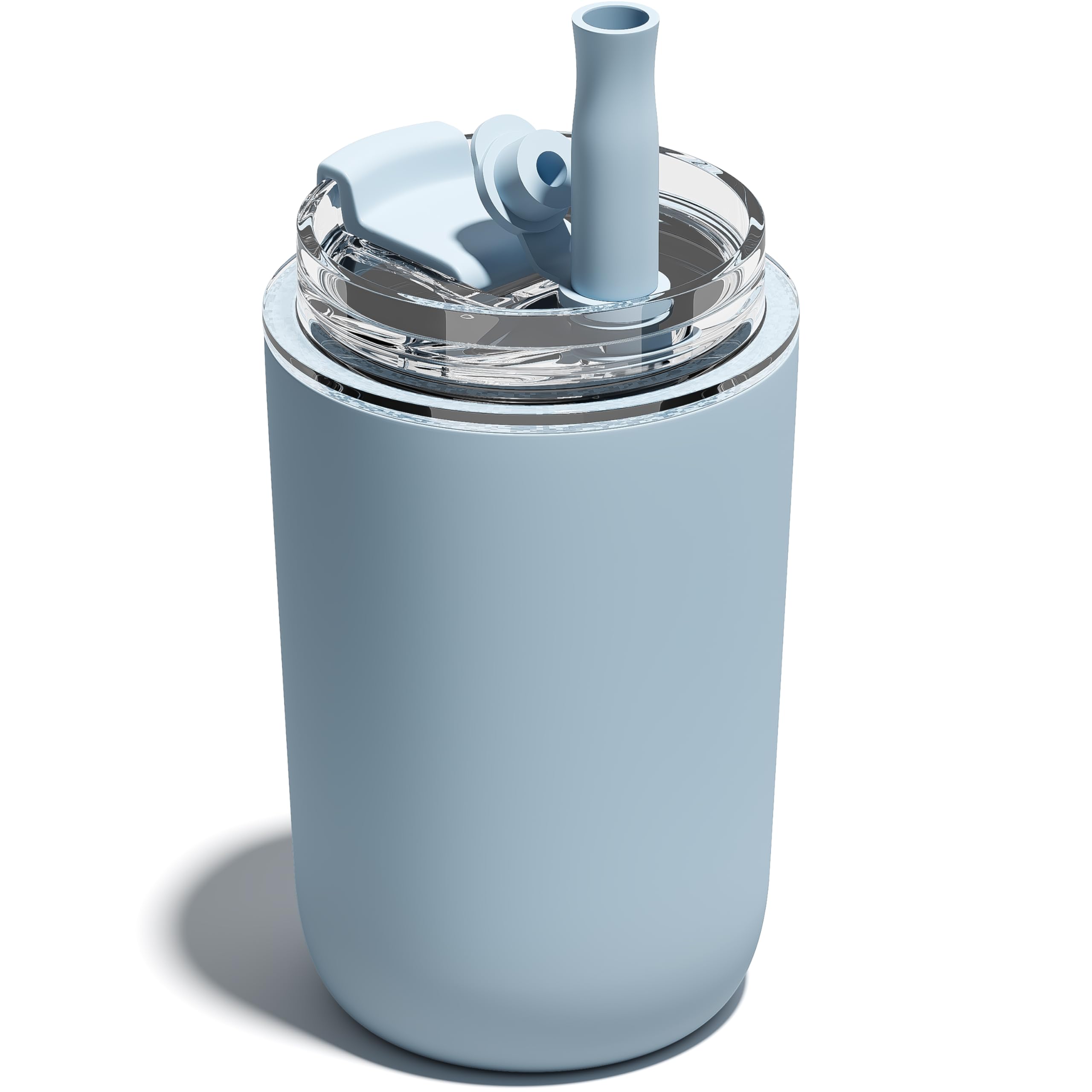 10 oz Insulated Coffee Tumblers, Travel Coffee Tumblers with Straw, Double-Wall Stainless Steel Tumbler, Leak Proof Tumbler, Reusable Cups with Lids for lced and Hot Drinks (Blue)