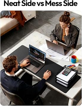 YSAGi Leather Desk Mat, Large Mouse Mat, 60 x 35 cm, Black | Non-Slip Desk Pad, Keyboard Mat, Waterproof Table Protector Desk Accessories for Office & Home