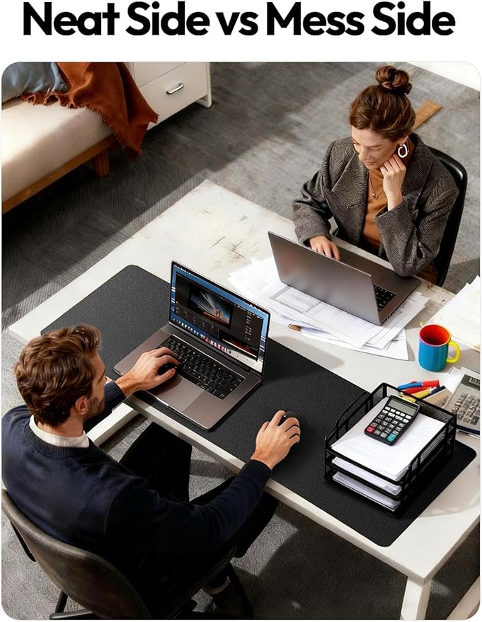 YSAGi Protector de Escritorio de Cuero Sintético, Pad Mouse Grande, Antideslizante, Negro miniatura 7