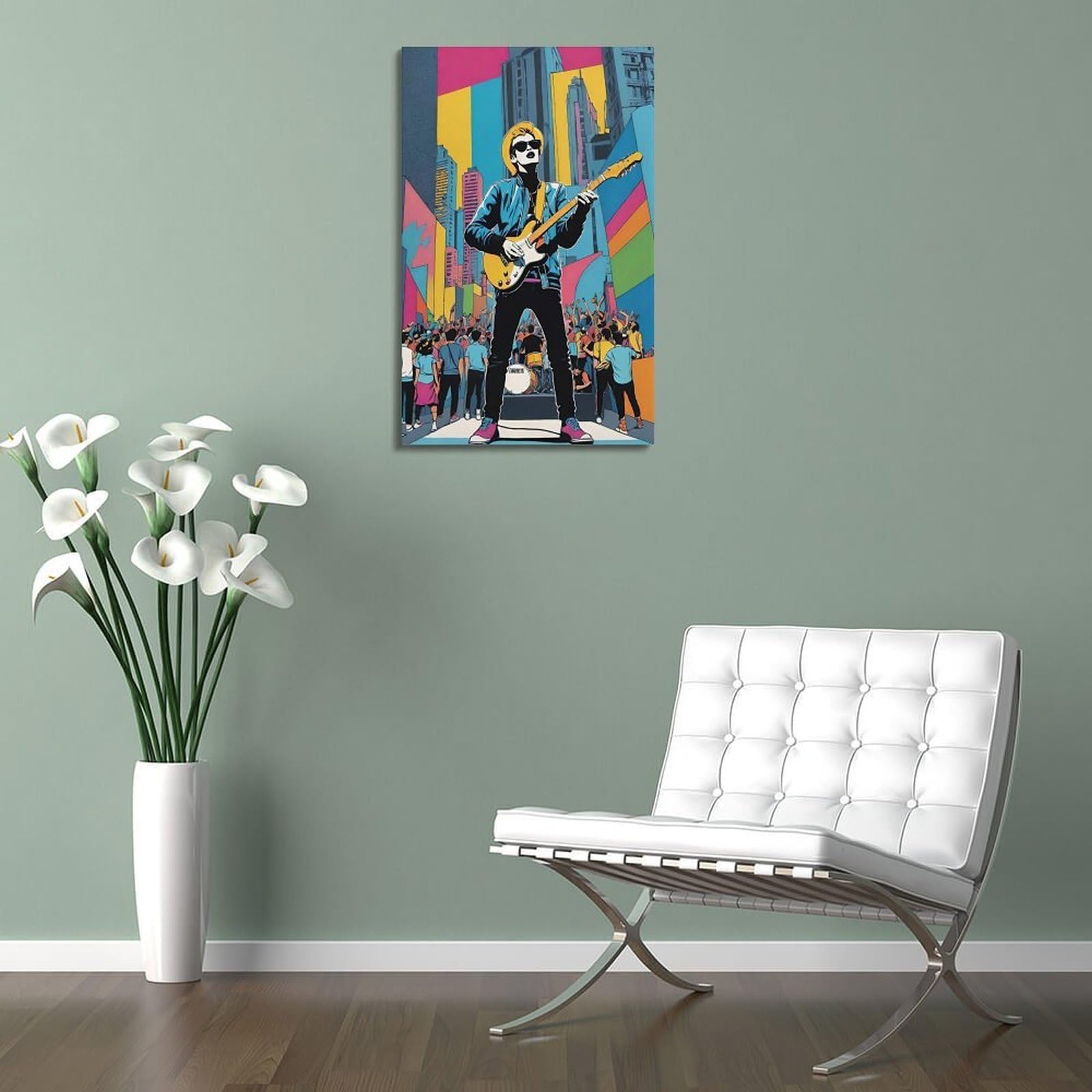 ZlXXYZ Poster su tela per decorazione moderna di famiglia e ufficio, motivo: musica pop art, concerto rock, 60 x 90 cm, stile cornice
