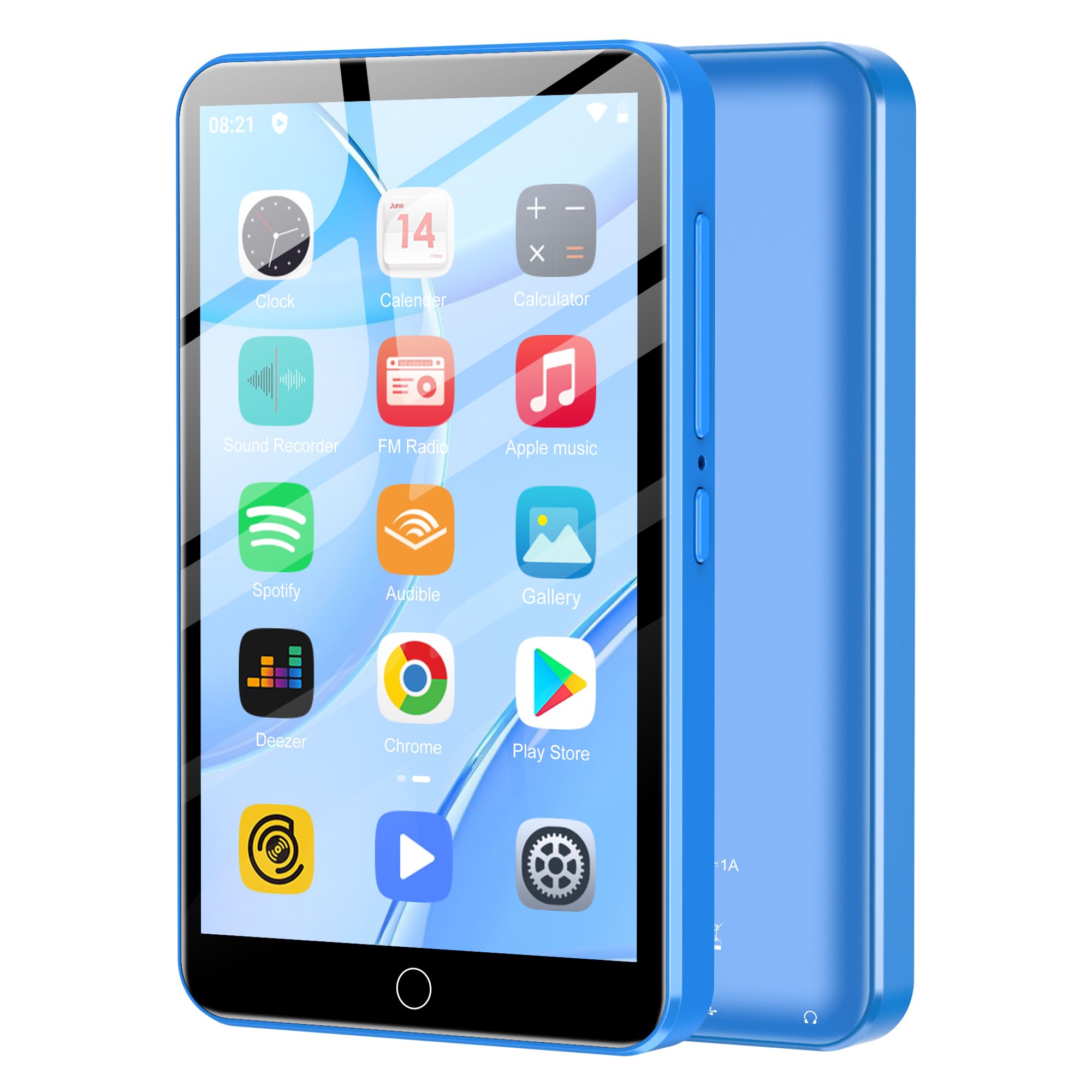 Reproductor MP3 con Spotify, ZAQE 80 GB MP3 Player con Bluetooth y WiFi, Reproductor MP3 con música de Amazon, Audible, Deezer, Pantalla táctil de 4 Pulgadas, Reproductor MP4 para niños (Azul)
