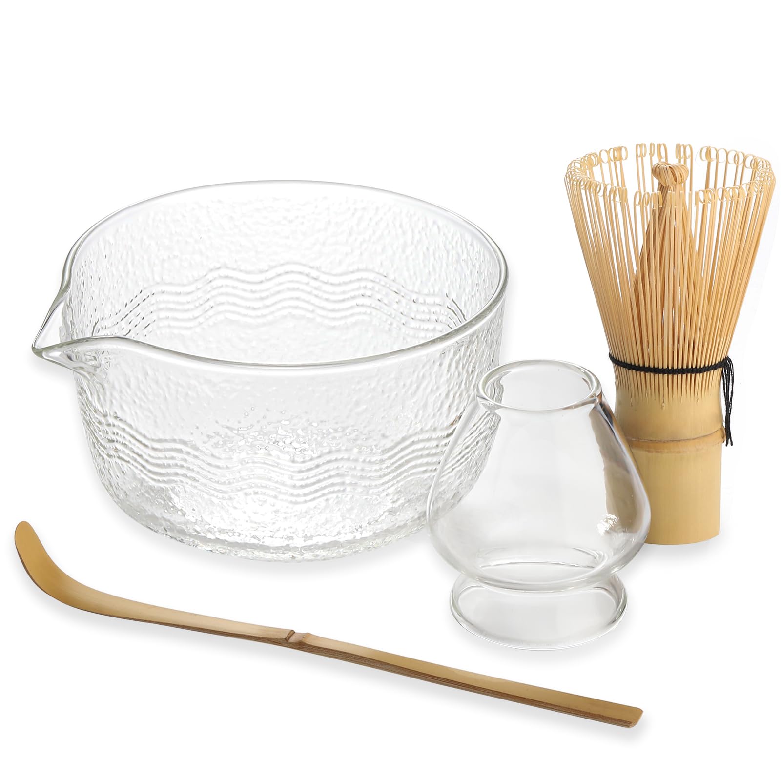 ✅お茶道/茶器/抹茶椀/側面は素焼き見込みにのみ釉薬✅極美品 Amazon | ガラス片口茶碗セット お点前 抹茶道具 茶道具 茶碗 透明茶筅