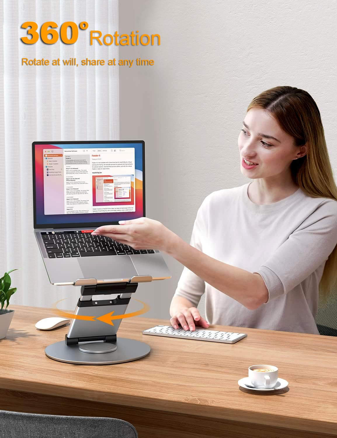 PLIXIO Adjustable Laptop Stand with 360° Rotating Base Tabletop Ergonomic Foldable Portable Holder Compatible for MacBook, HP, Dell, Lenovo & All Other Notebook (Sliver) (LS18) 13 71g7TeczeFL. SL1500