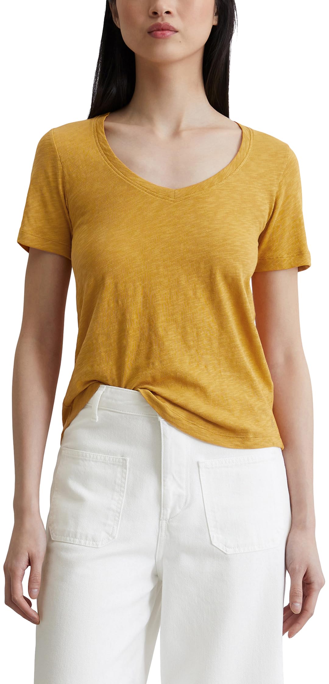 Marc O'Polo Damen T-Shirt aus Bio-Baumwolle mit V-Ausschnitt