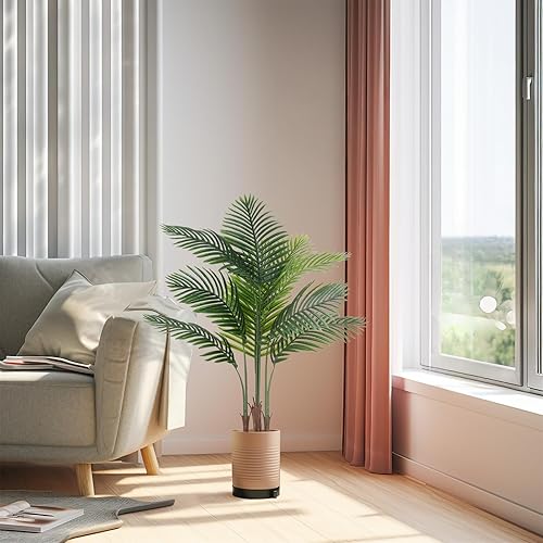 Miniatura 4 de EDIMENS Plantas artificiales de palma areca de 3.9 pies, planta de palma tropical falsa, plantas de Dypsis Lutescens artificiales en maceta, palmera