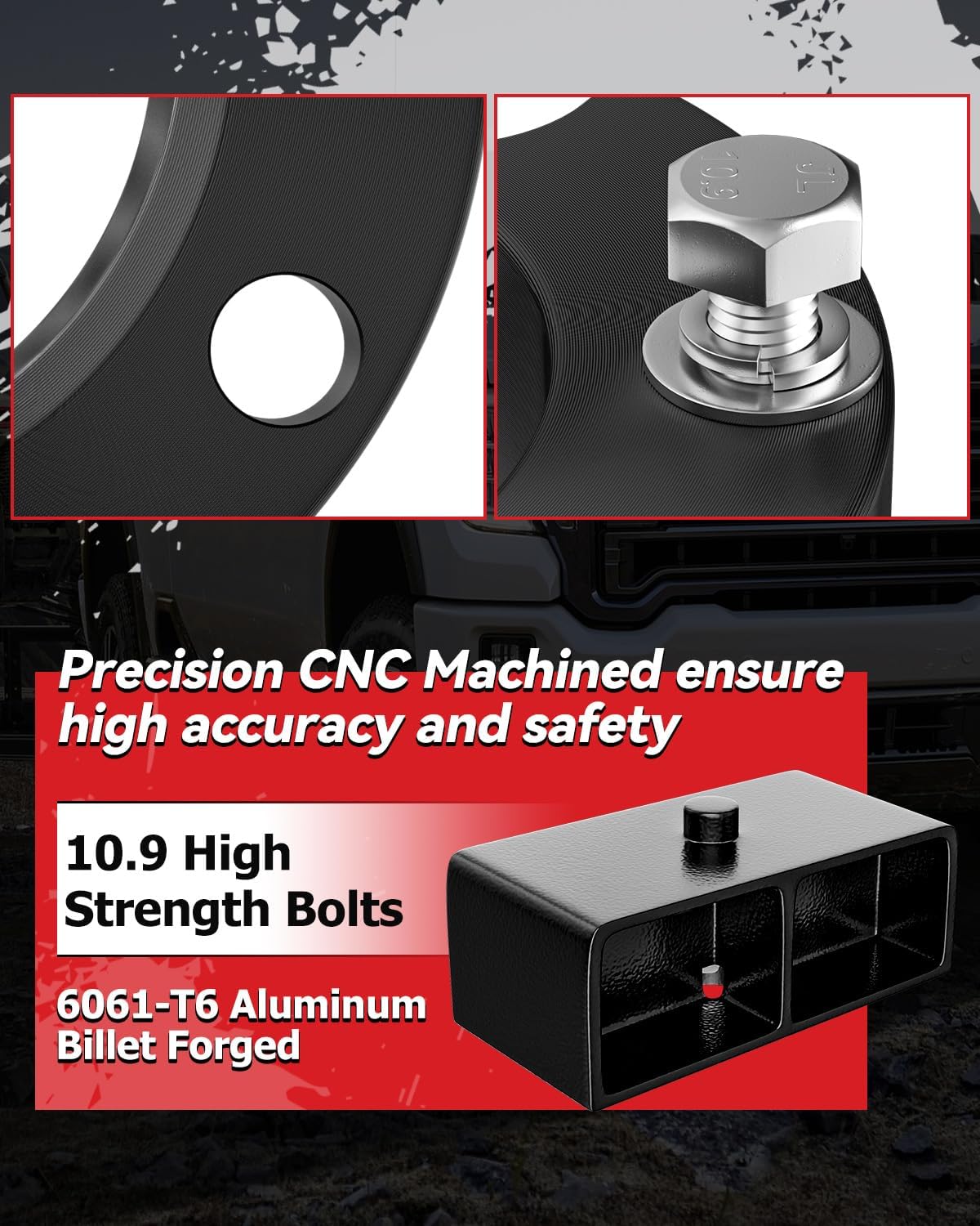 3" Front and 2" Rear Leveling Lift Kits for 2005-2023 Tacoma, 3 inch Front Strut Spacers and 2 inch Rear lift block Fit For Tacoma 2WD/4WD 2005-2023