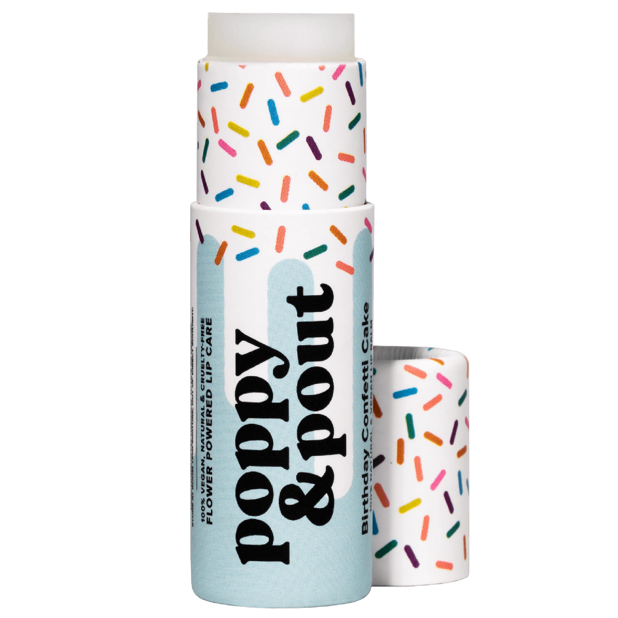Poppy & Pout Birthday Cake Jumbo Lip Balm | All Natural Lip Balms & Moisturizers | Hydrates with Beeswax, Vitamin E, Organic Coconut Oil |