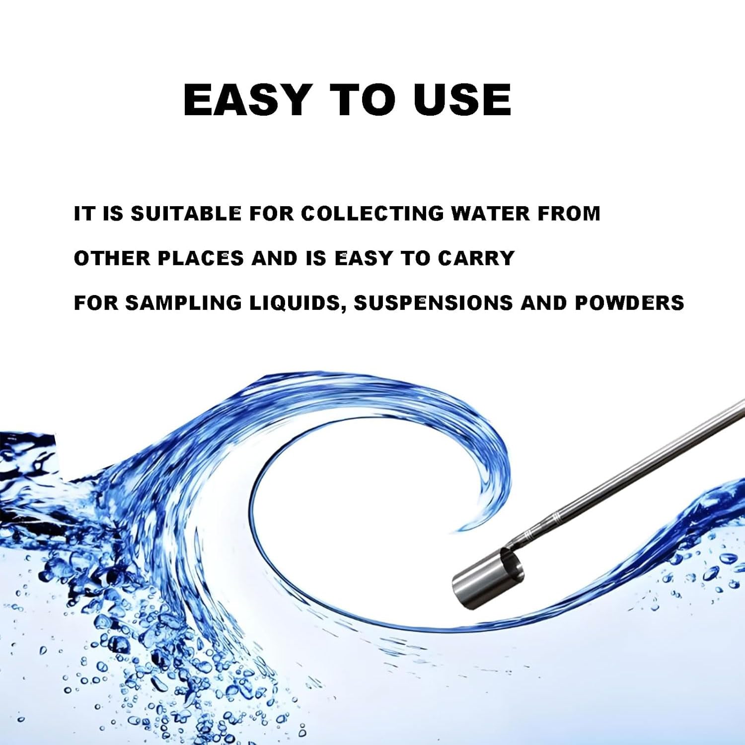 Varilla de muestreo retráctil de 500 ml, extractor de líquido de laboratorio de 2/3/4 m, cucharón telescópico de acero inoxidable para muestreo de agua, para monitoreo ambiental, elimina desechos