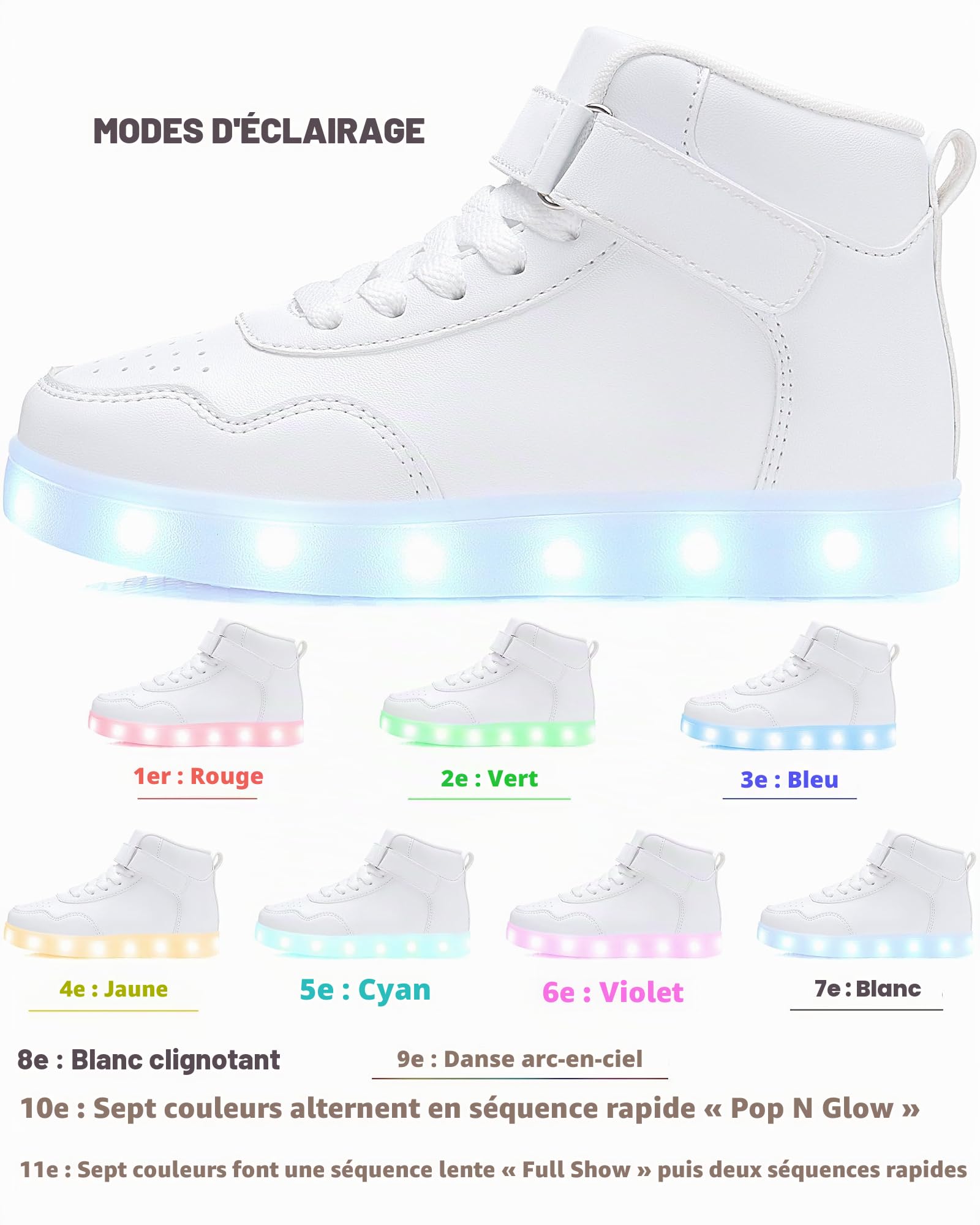 APTESOL Baskets Tendance pour Enfants avec lumières LED, Chaussures de Sport Clignotantes Rechargeables pour garçons et Filles