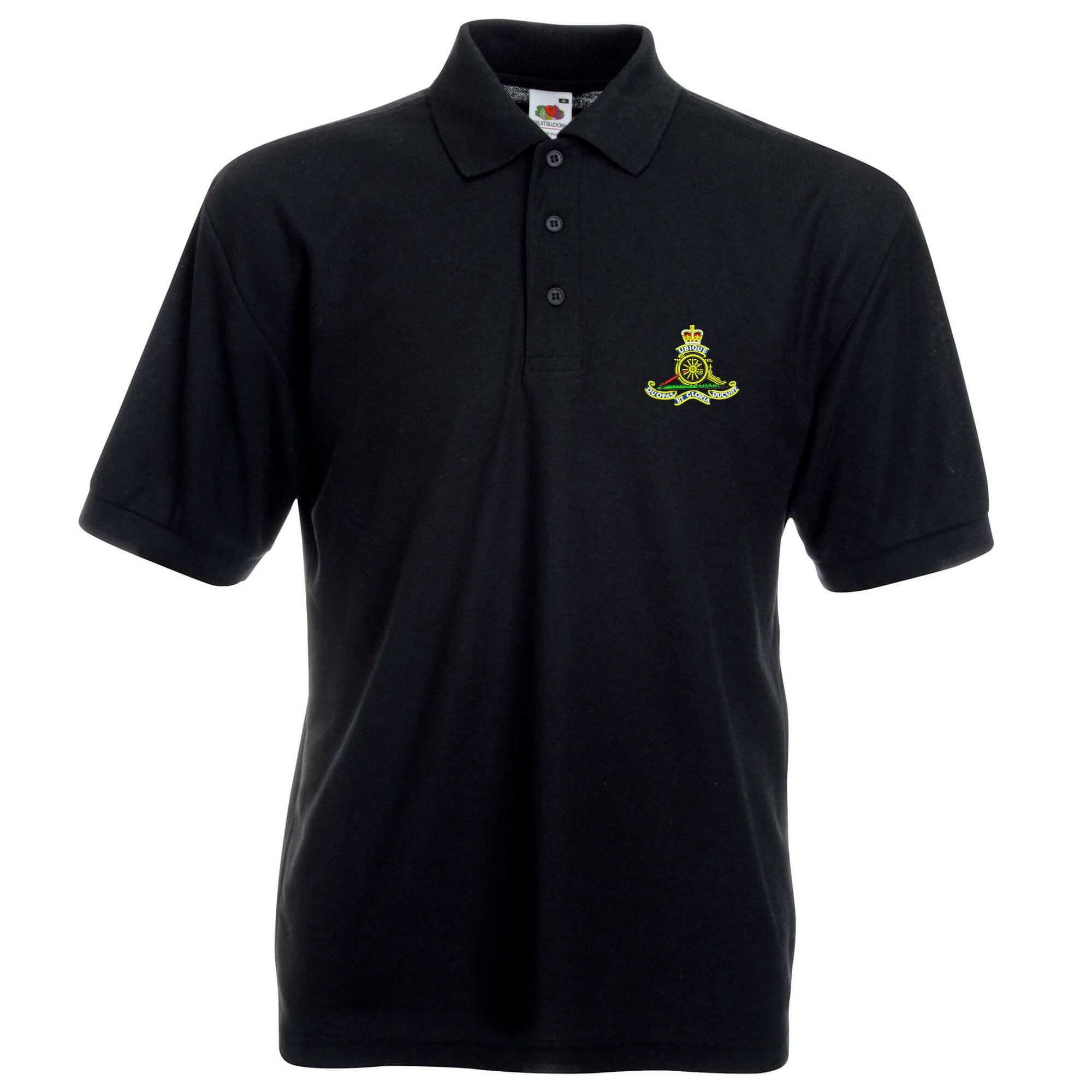 Pineapple Joe's Men's Black Royal Artillery Embroidered Polo - 3X Large