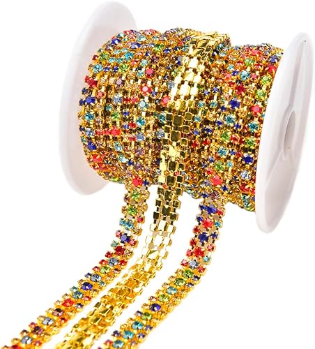 Miniatura 7 de Cadena brillante de 3 filas de diamantes de imitación con diamantes de imitación de 0.098 y 0.157 pulgadas para costura, manualidades, bodas,