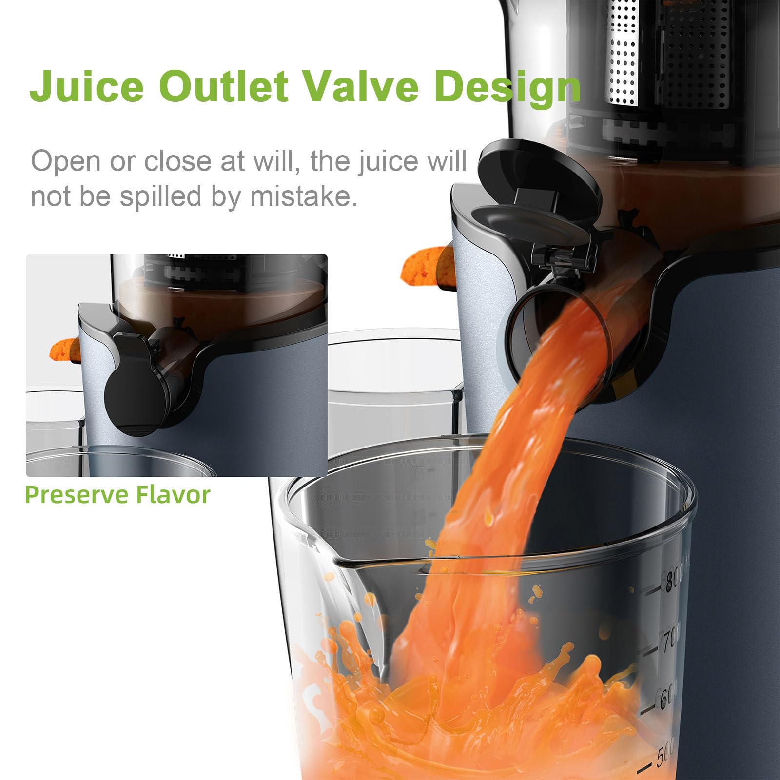 Estrattore di Succo A Freddo da 200 W, Separa Automaticamente Succo E Residui, con Funzione avanti E Indietro, Estrattore di Succo Lento Automatico, Design Rimovibile