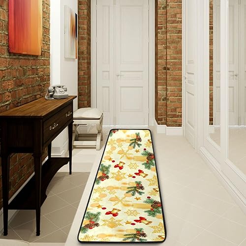 Miniatura 6 de Alfombra absorbente con parte trasera de goma, tapete antideslizante de copos de nieve dorados de Navidad, tapete de baño para cocina, baño,