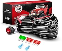 Nilight 12AWG LED Light Bar Wiring Harness Kit 1-Lead Heavy Duty 12V Rocker Switch Relay Fuse IP67 Waterproof for Off-Road ATV UTV Trucks