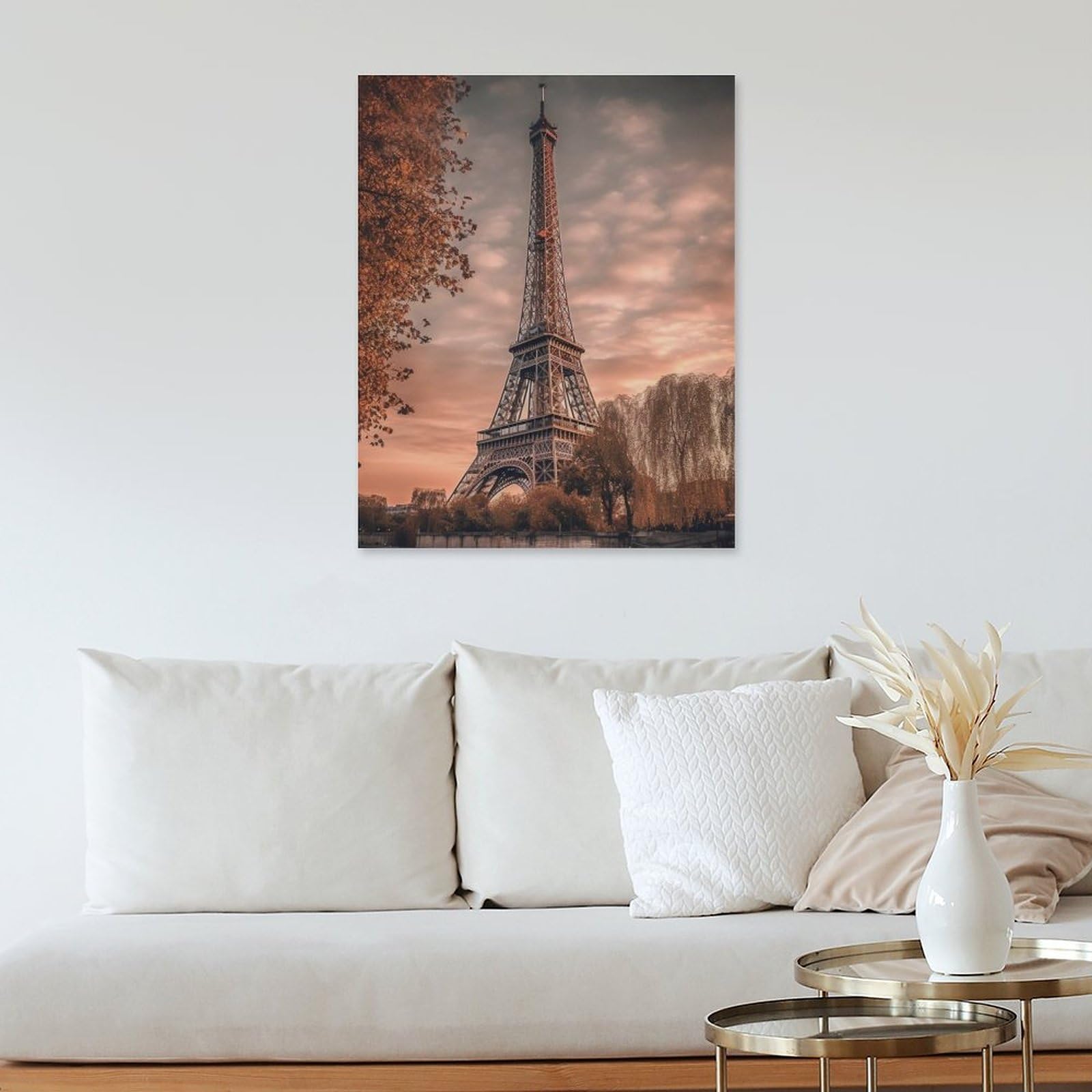 Amazon.co.jp: 絵画 夕焼けのパリ エッフェル塔インテリア 絵画