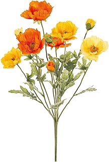 Tokyodo FM008973-009 Artificial Flowers #Orange Yellow MAGIQ Brand Happy Poppy Bush