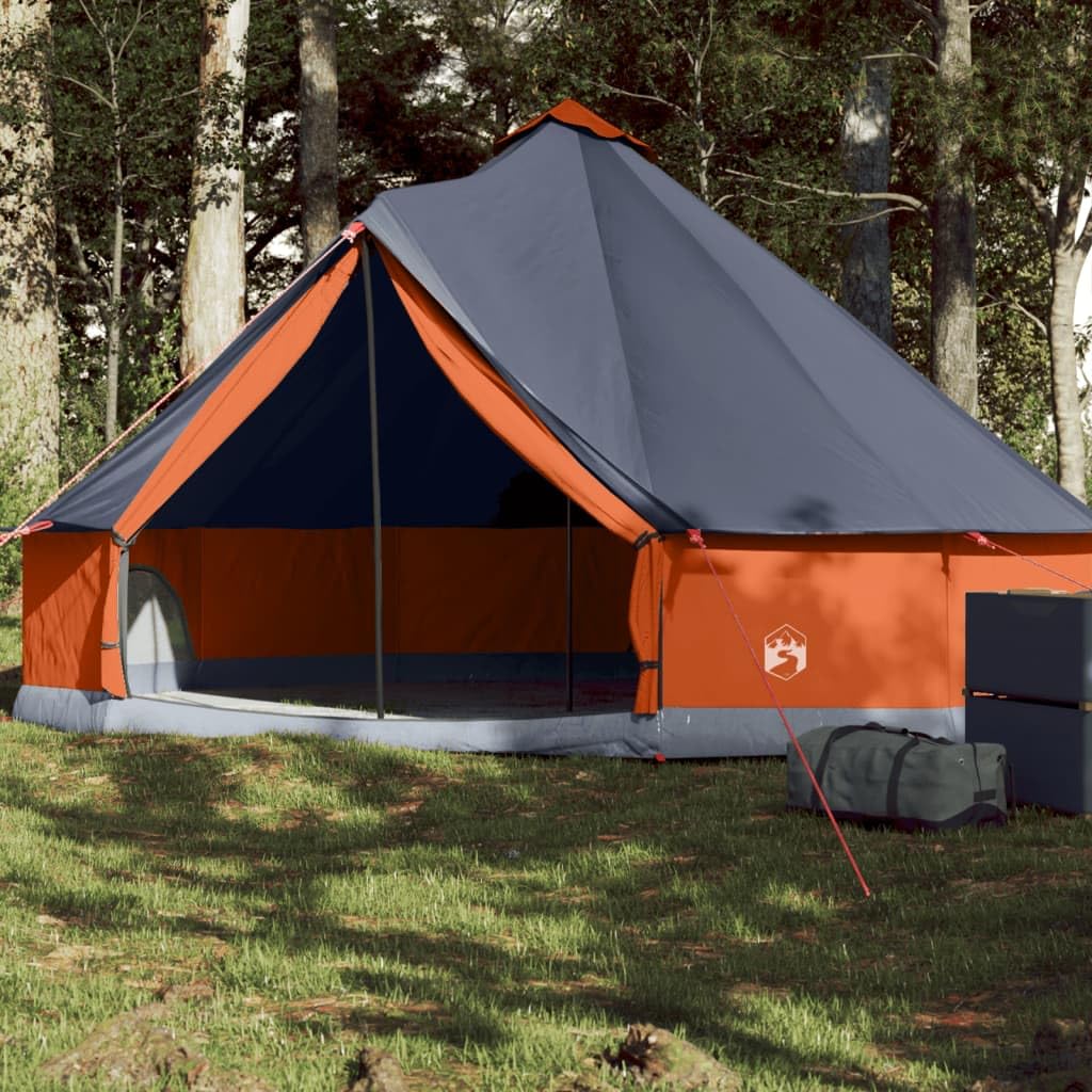 Gecheer Family Tent Tipi 6-Festival Dome Tent, with a PU Coating & Mesh Walls, Waterproof and Wind Resistant Grey and Orange Waterproof