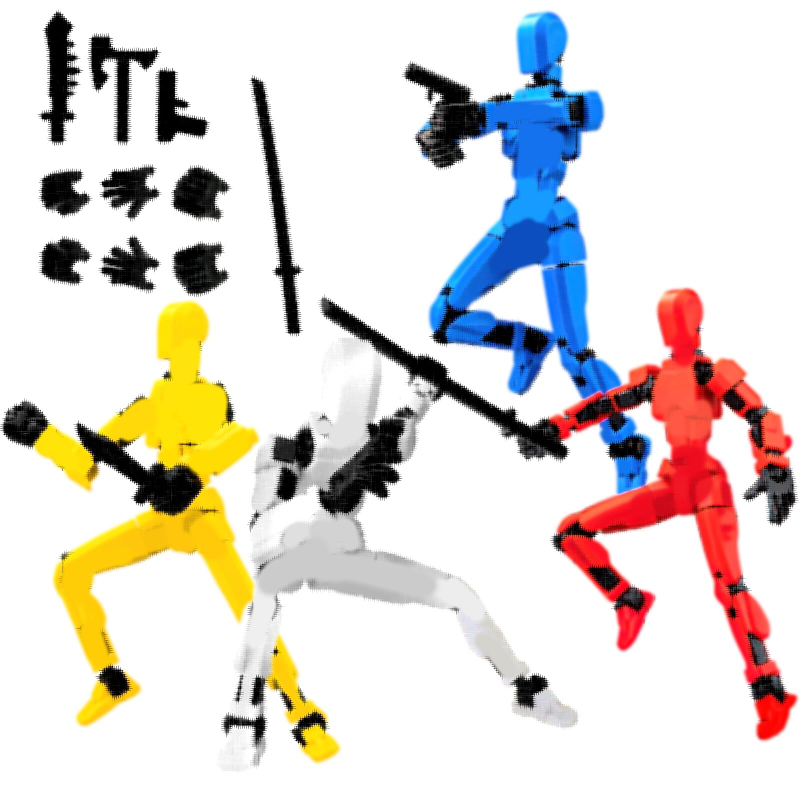Wekuw T13 Action Figurine, Figurines d'action Multi Articulations, Impression 3D de Figurines Mobiles, Figurine Articulée Robot, Décorations de Bureau, Cadeaux pour Garçons et Filles(Blanc