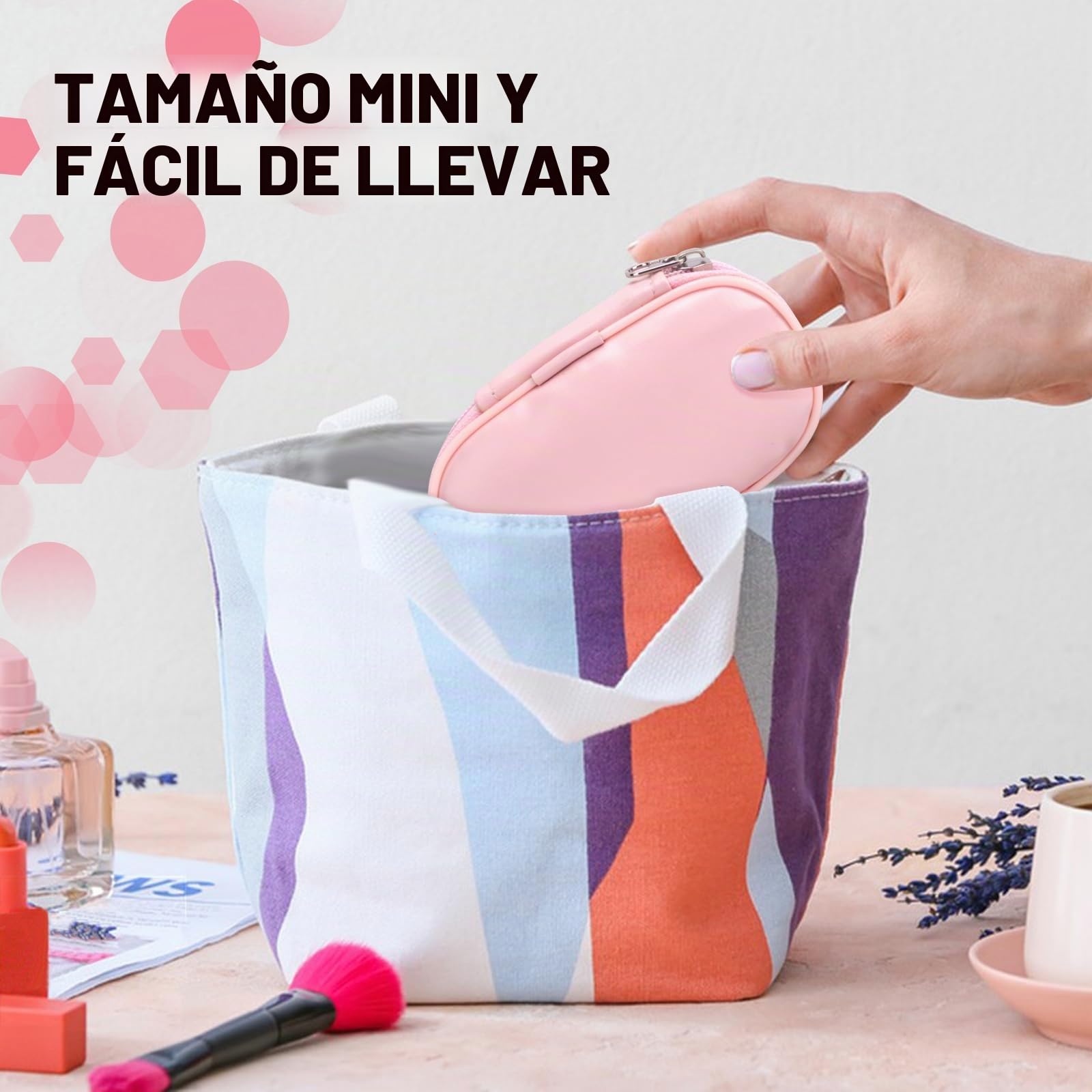 Mini Set de Pinceles de Maquillaje, 10 Piezas Portátil de Viaje Con Bolsa de PU, Conjunto Cosmético Brochas (Rosa)