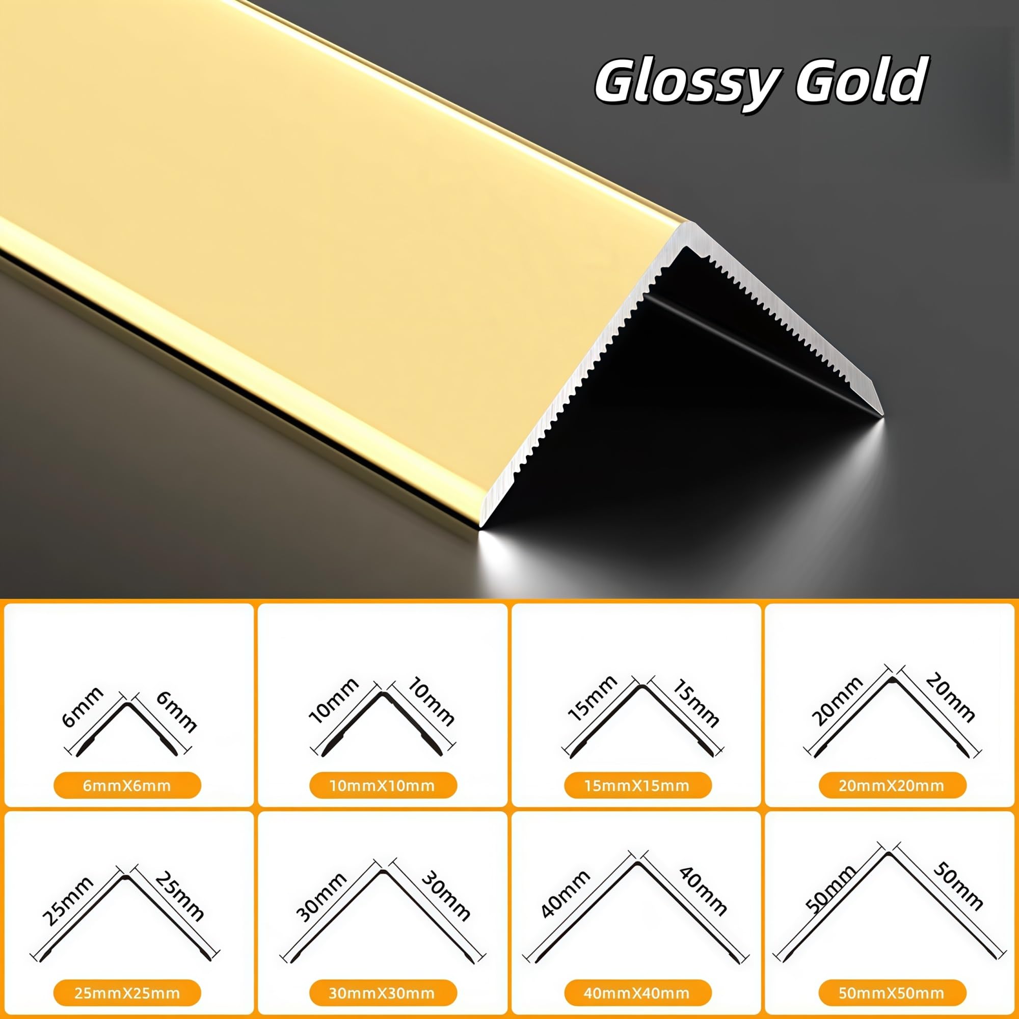 Bodenübergangsstreifen Eckschutzleiste L-Form Alu Winkelprofil selbstklebend 40x40 mm, 3–18 m 1 m Abschnitte Kantenschutz für Boden, Wand, Treppe in Schutz Und Dekoration(G,3m*40mm*40mm)