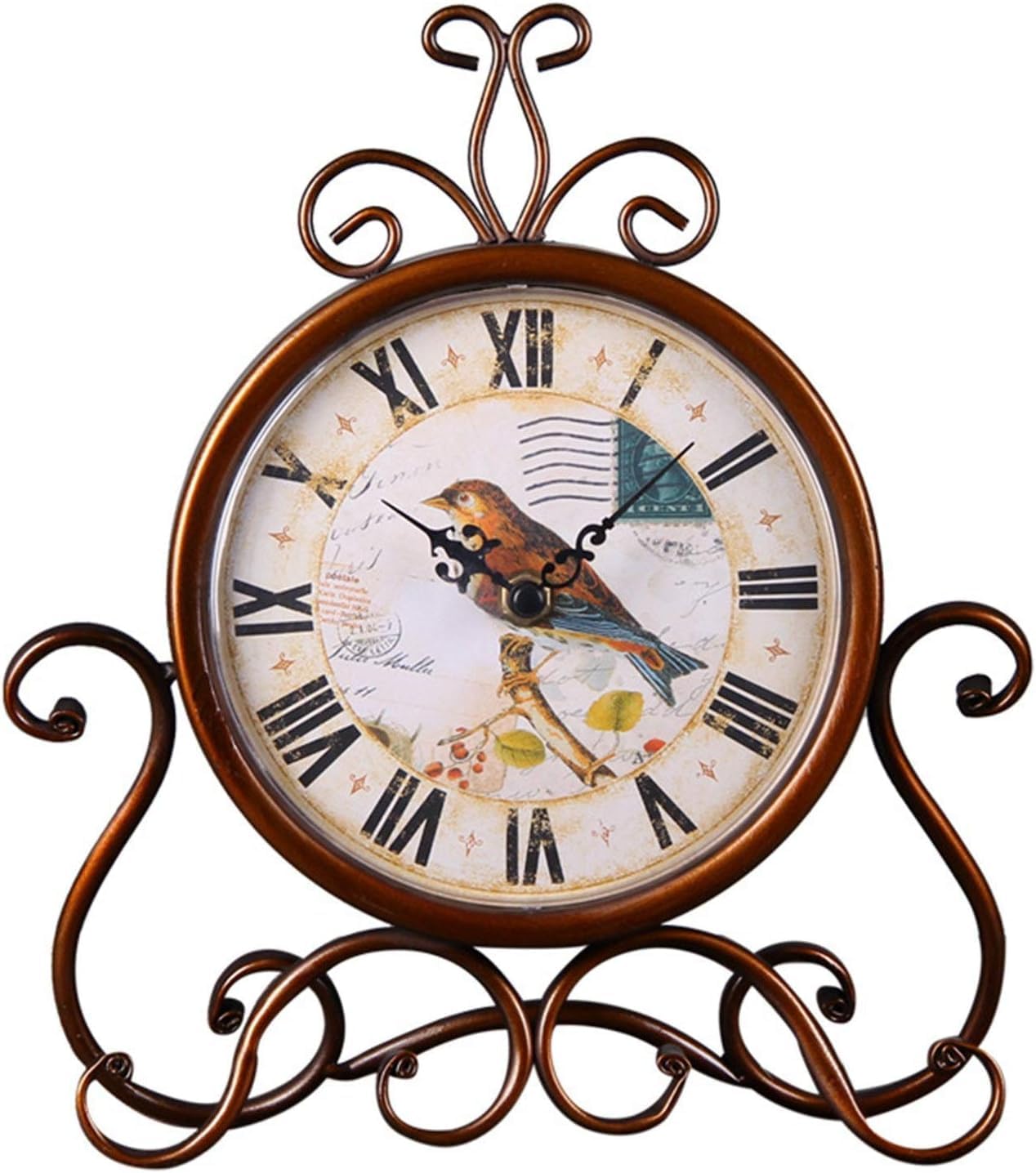 Mantel Clocks, Desktop Clock Creative Living Room Bedroom Mute Digital Clock Wrought Iron Metal Decoration Desk Clock Table Clock Decoration Ornament