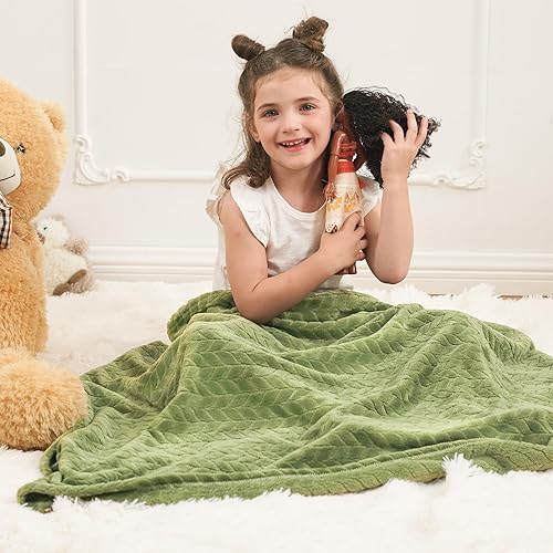 Miniatura 4 de inhand Manta de forro polar para bebé, manta súper suave para bebé, manta de felpa cálida verde salvia, manta para bebé, recién nacido, manta de