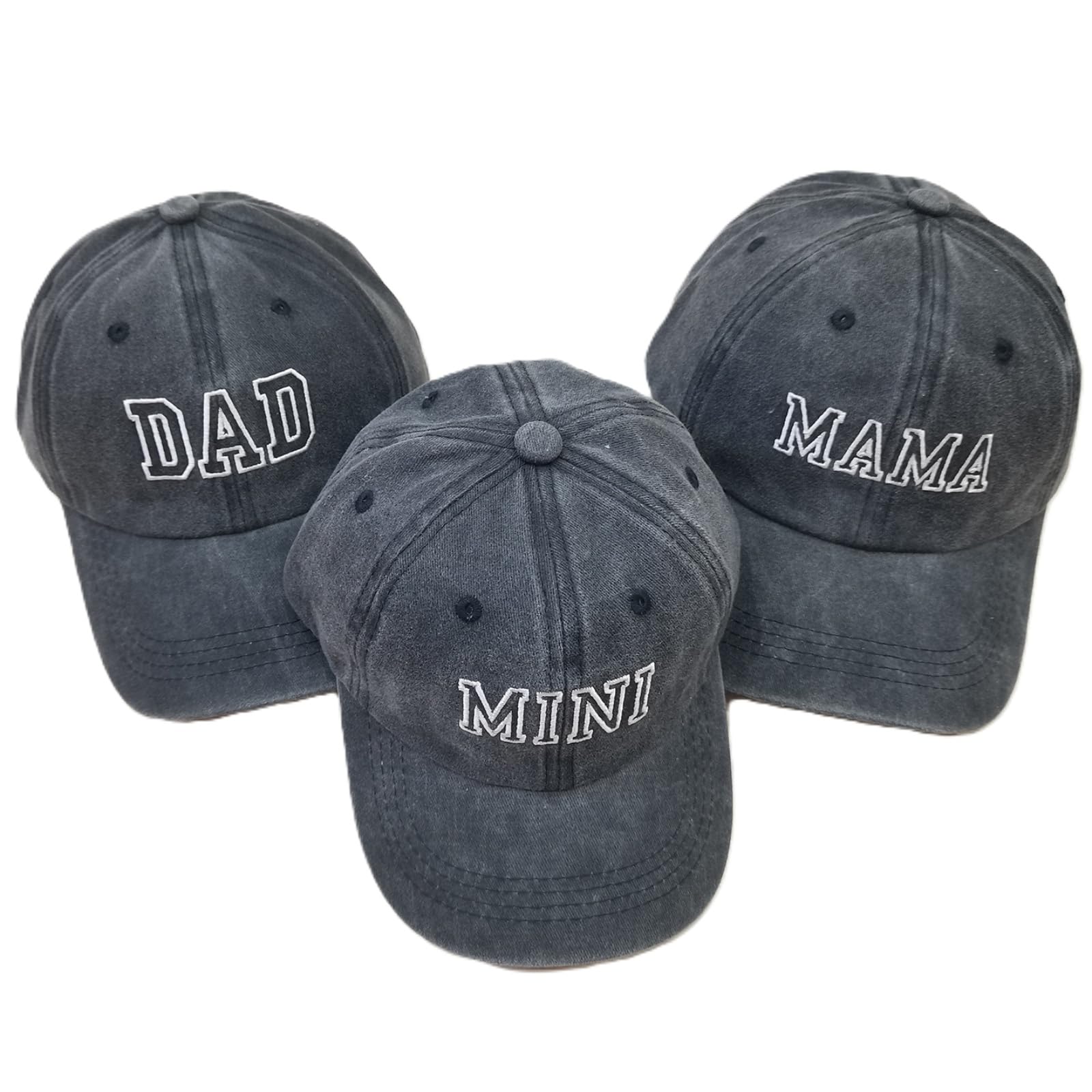 Confezione da 3 cappellini baseball abbinati genitore-figlio regolabili in cotone lavato con ricamo DAD MAMA Ideali per attività all aperto famiglia Regali la Festa del Papà della Mamma e le tappe imp