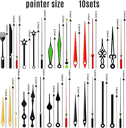 Miniatura 2 de Juego de 6 piezas de reloj de cuarzo de alto par de torsión con mecanismo de movimiento de repuesto con 10 pares diferentes de manecillas para