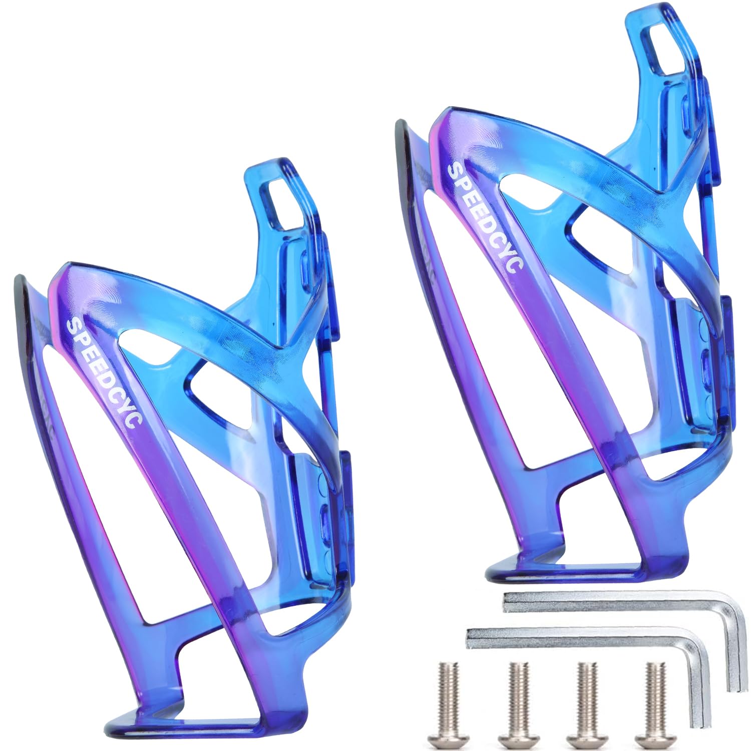 SPEEDCYC Bike Water Bottle Holder Ultra-Light Bicycle Bottle Cage with Screws Tool, Universal Cycling Cup Holder for MTB, Mountain Bikes,Purple 2 Pack