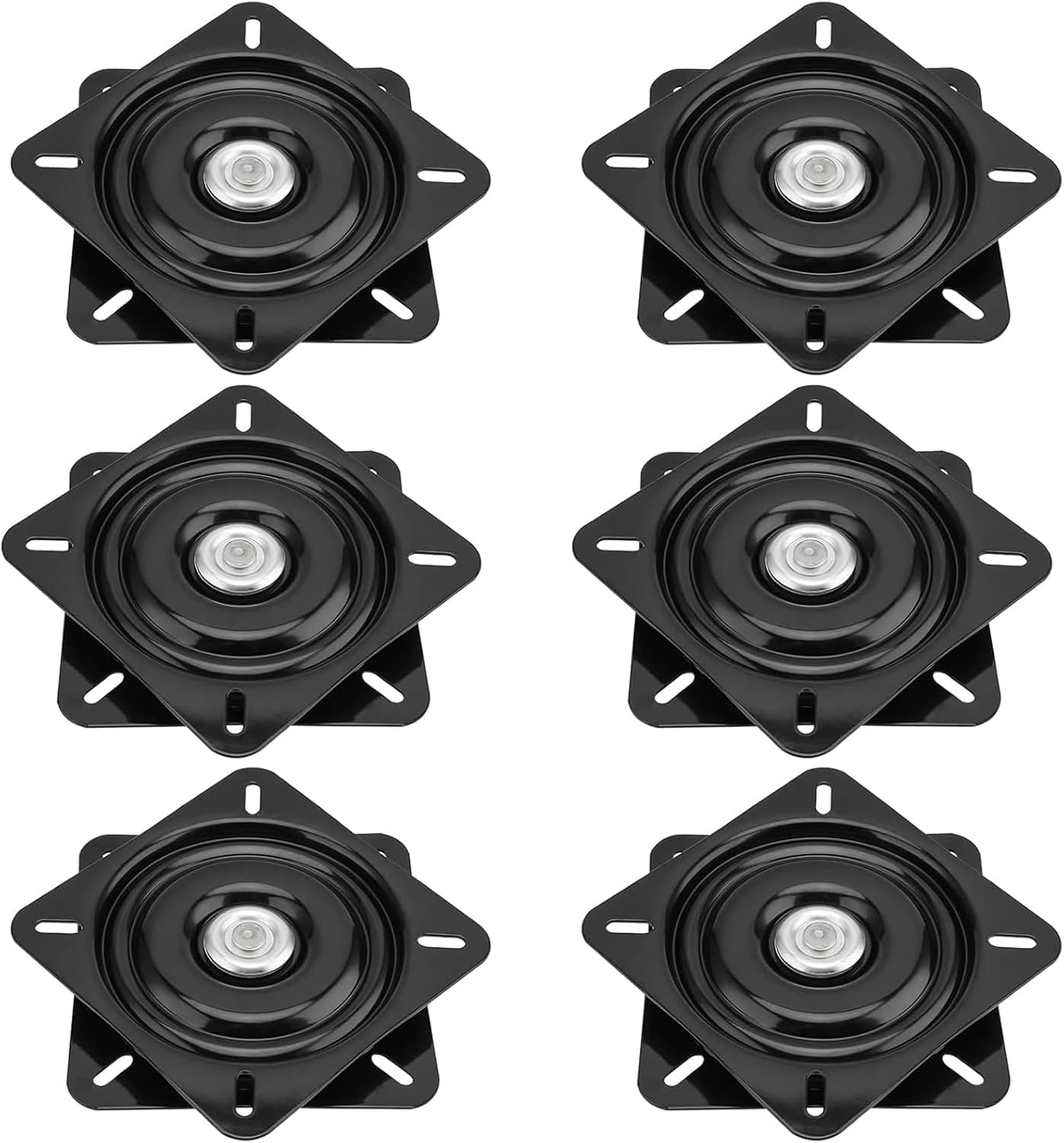 HOZEON 6 Pack 6.25 Inch Bar Stool Swivel Plate, Black Square Swivel Stool Replacement, Heavy Duty Ball Bearing Boat Seat Swivel Base Mount Plate 360° Mechanism Lazy Susan Hardware for Furniture