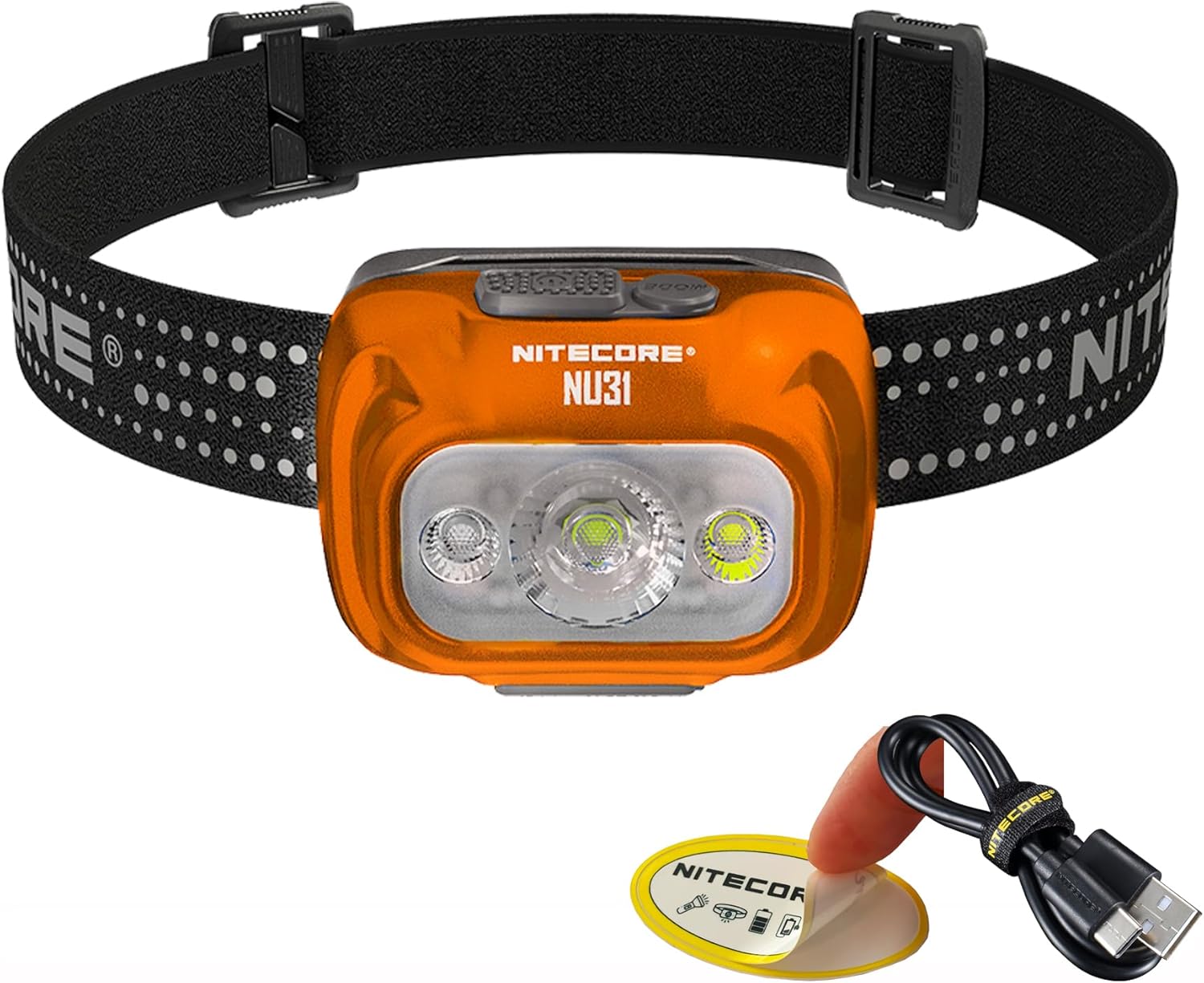 Nitecore NU31 Headlamp, Grey, 550 Lumen LED USB Rechargeable with White and Red Beams (Grey)