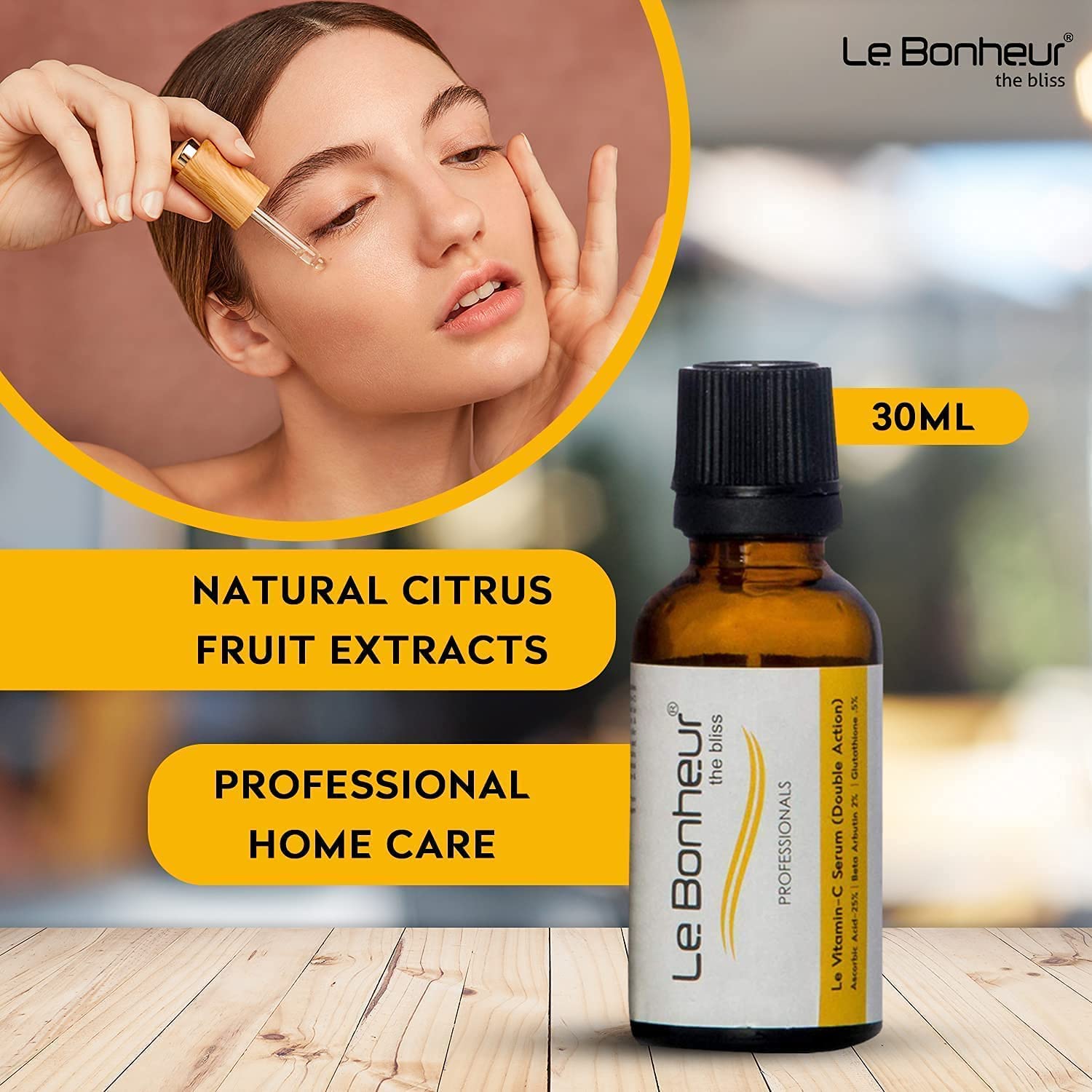 Le Bonheur Vitamin C Serum | Skin Glowing | Protect Skin Damage | Moisturize & Nourishes Skin | Men & Women 30 ml 3