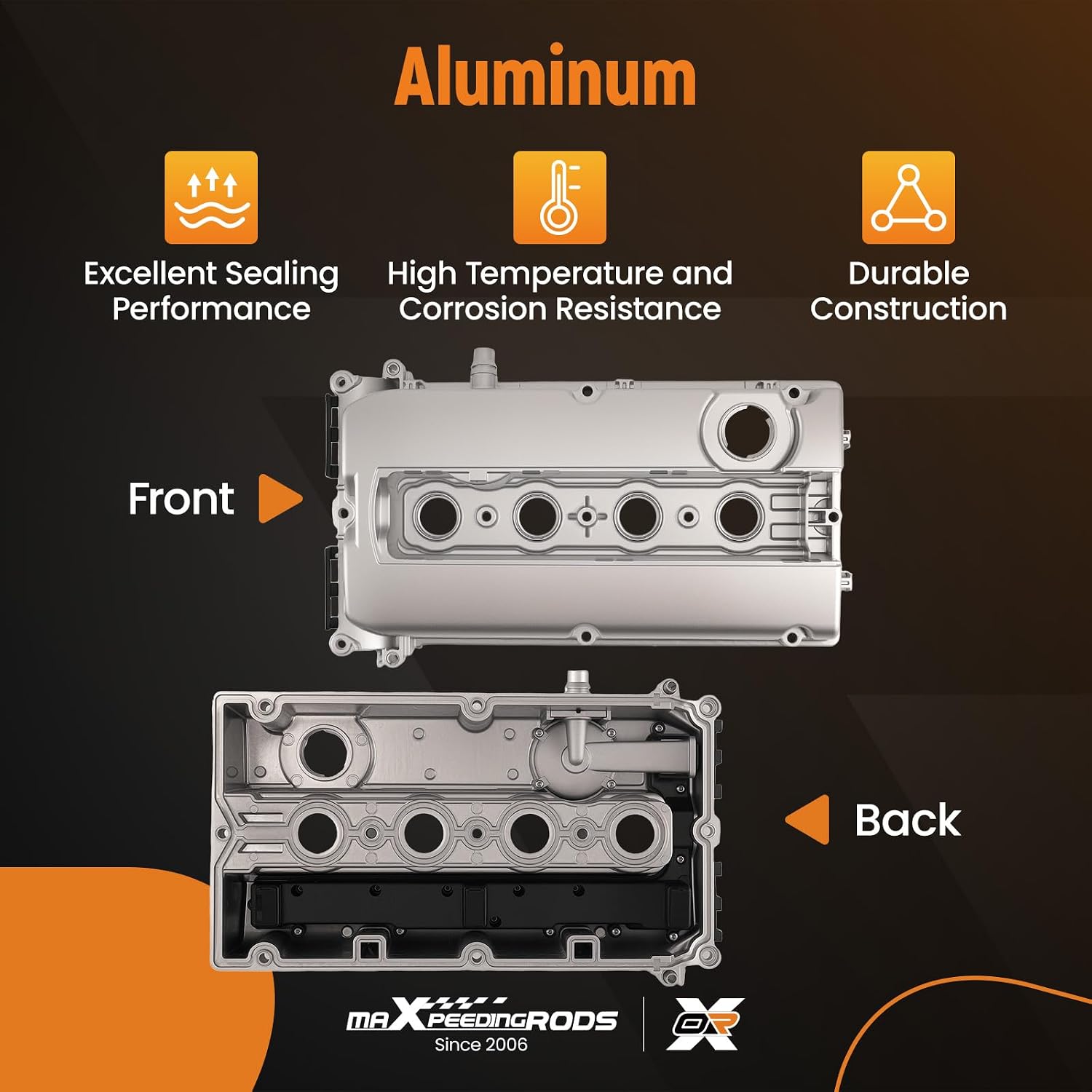 maXpeedingrods Aluminum Engine Valve Cover for Chevrolet Cruze 2011-2016, for Sonic 2012-2018, for Trax 2013-2020, for Aveo 2009-2011, for Saturn Astra 2008-2009 L4 55564395