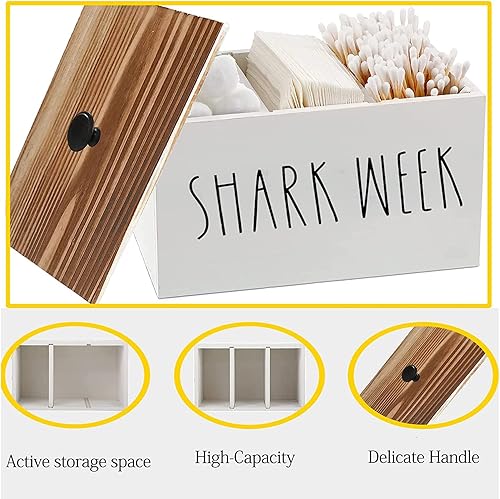 Miniatura 3 de Soporte de tampón para baño, contenedor de almacenamiento de baño de granja, contenedor de almacenamiento de baño de madera rústica con tapa,