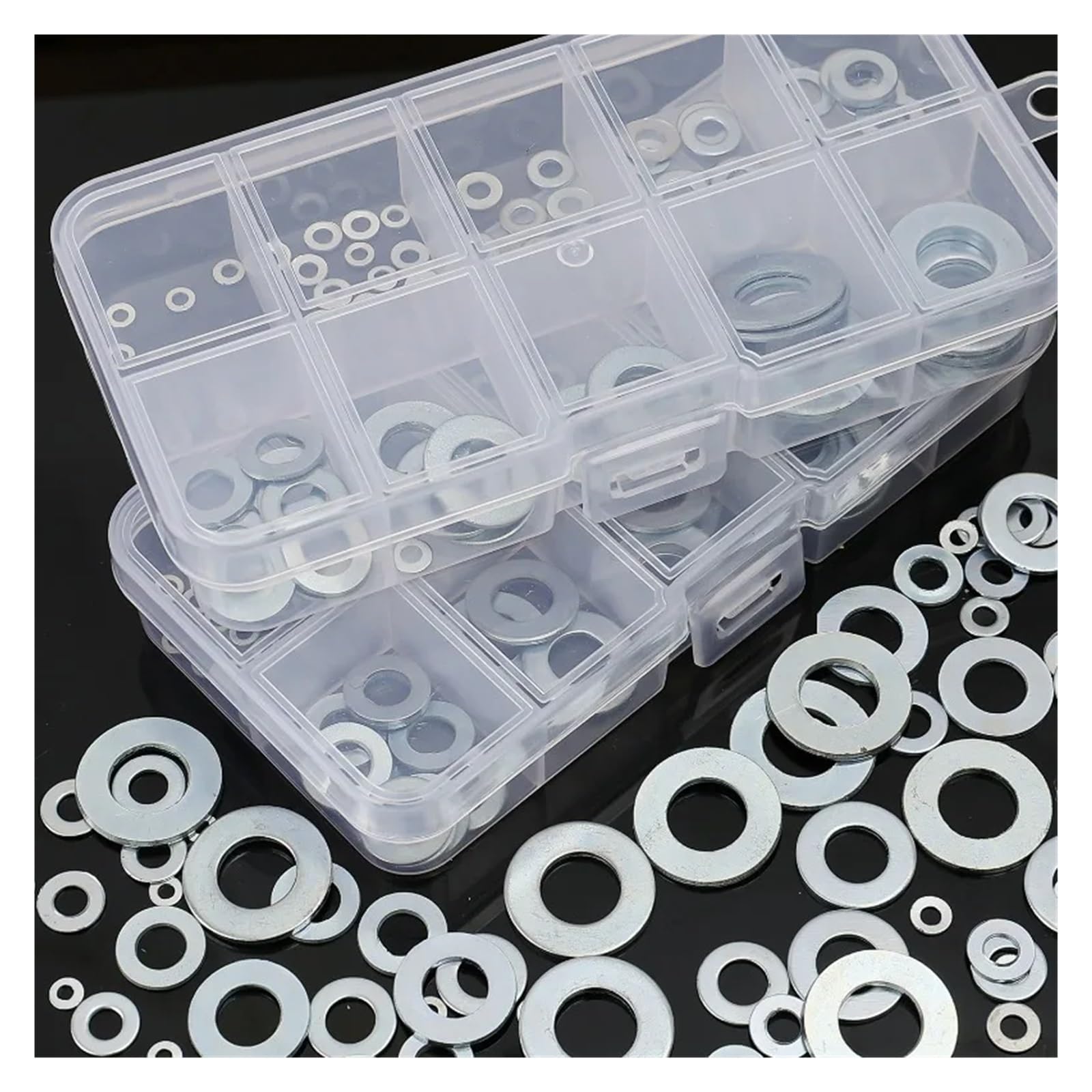 1/5 Box Edelstahl-Flachscheiben, Metall-O-Ringe, Dichtungen, Zubehör for Schrauben und Bolzen, Sortiment(400pcs(5box))