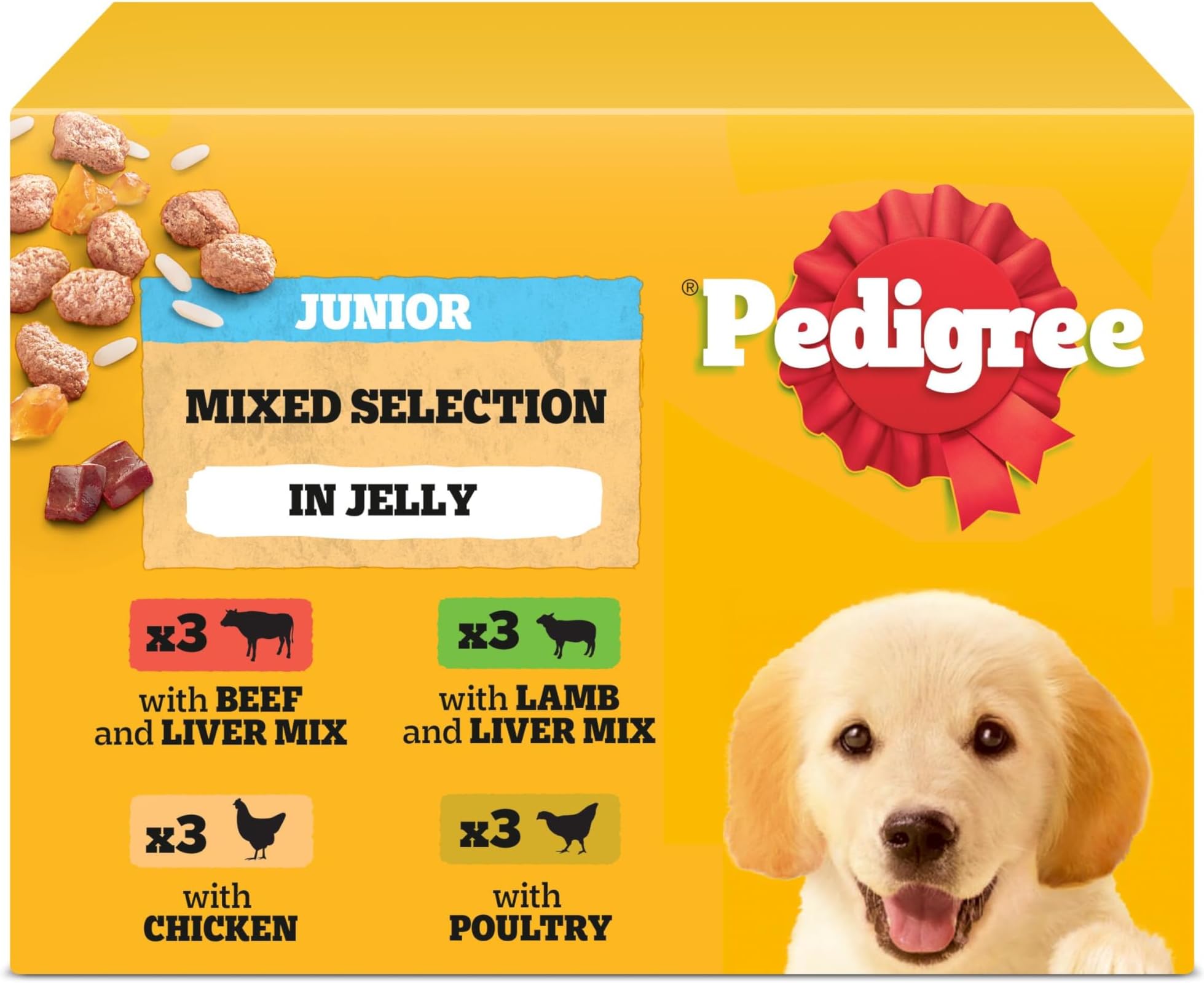 Pedigree Junior Wet Dog Food for Young Dogs and Puppies, 12 Pouches (12 x 100 g)