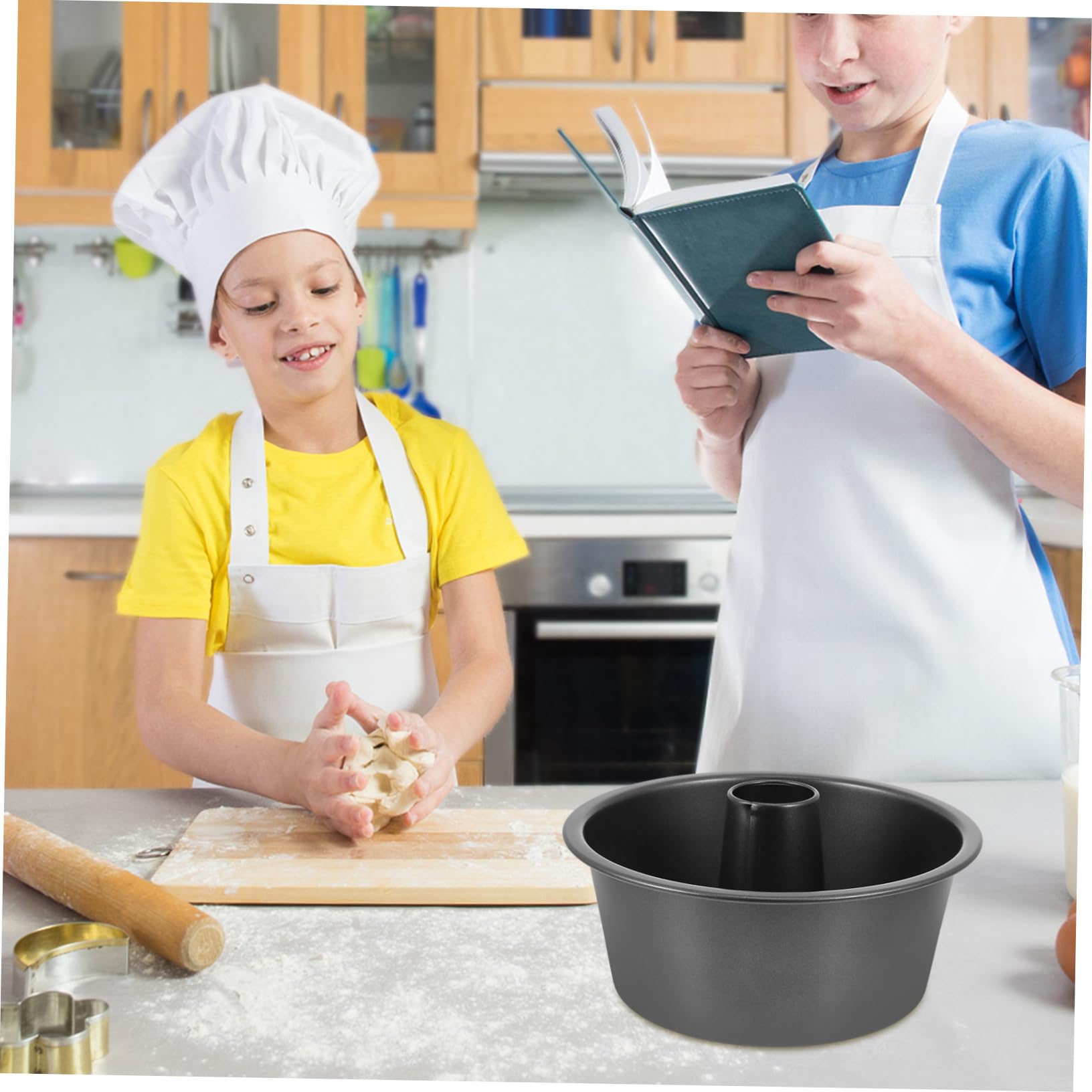 Backform Rund Hohl Antihaftbeschichtete Carbonstahl Kuchenform Wiederverwendbares Backzubehör für Cupcakes Brownies Käsekuchen Spülmaschinenfest Umweltfreundlich