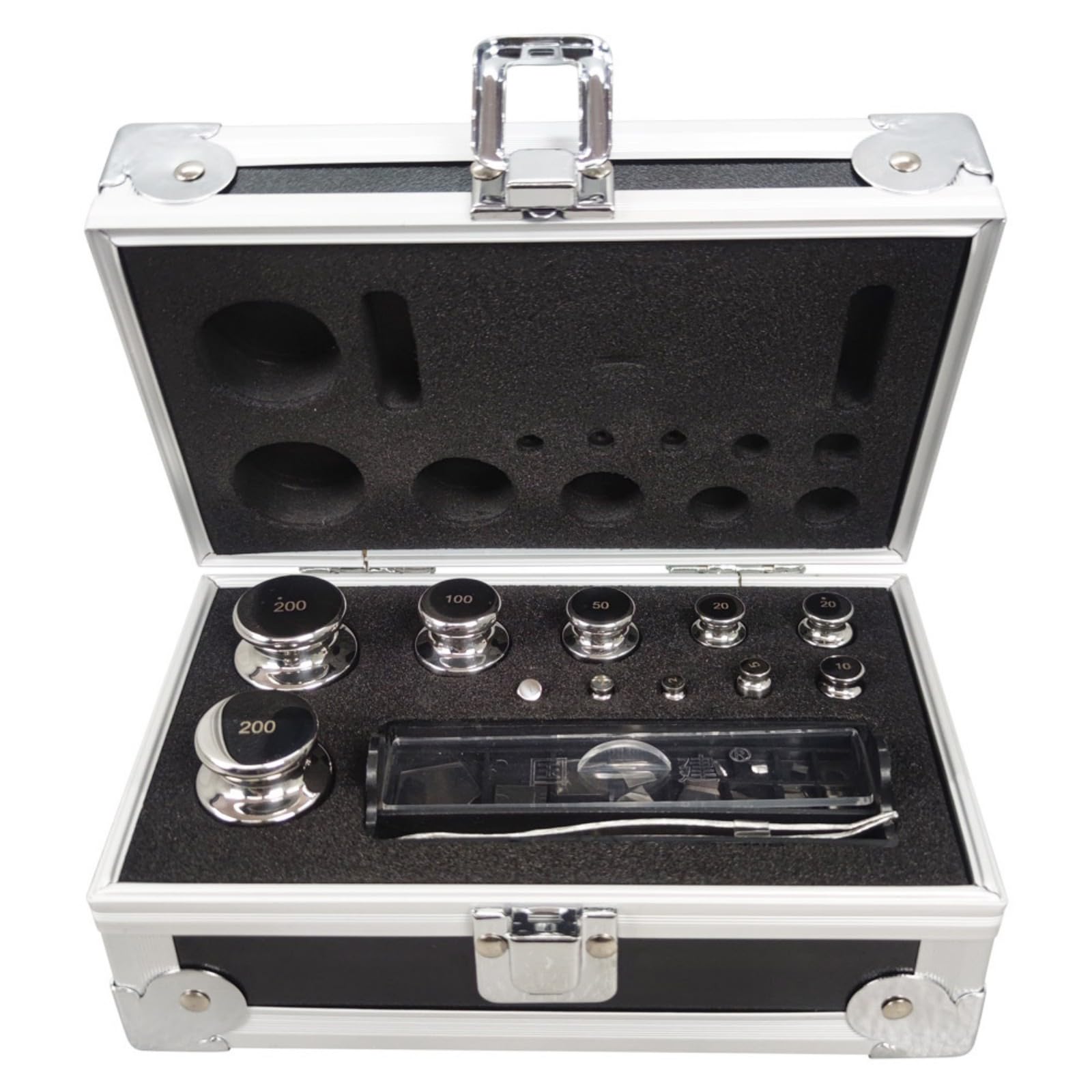 BEILOCKERY F1 Calibration Weight Kit, 1mg-200g High Precision Weights, 25 Pcs 304 Stainless Steel Weights with Aluminium Alloy Box for Lab Education