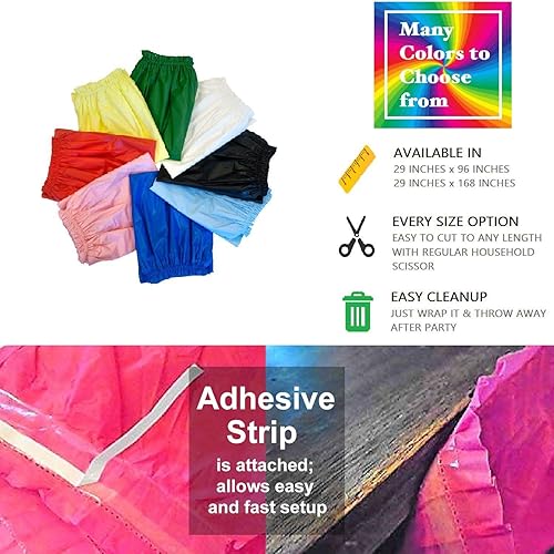 Miniatura 4 de Party Essentials Falda de mesa de plástico desechable resistente, 1 unidad, 29 pulgadas de ancho x 14 pies (168 pulgadas) de largo, color azul marino