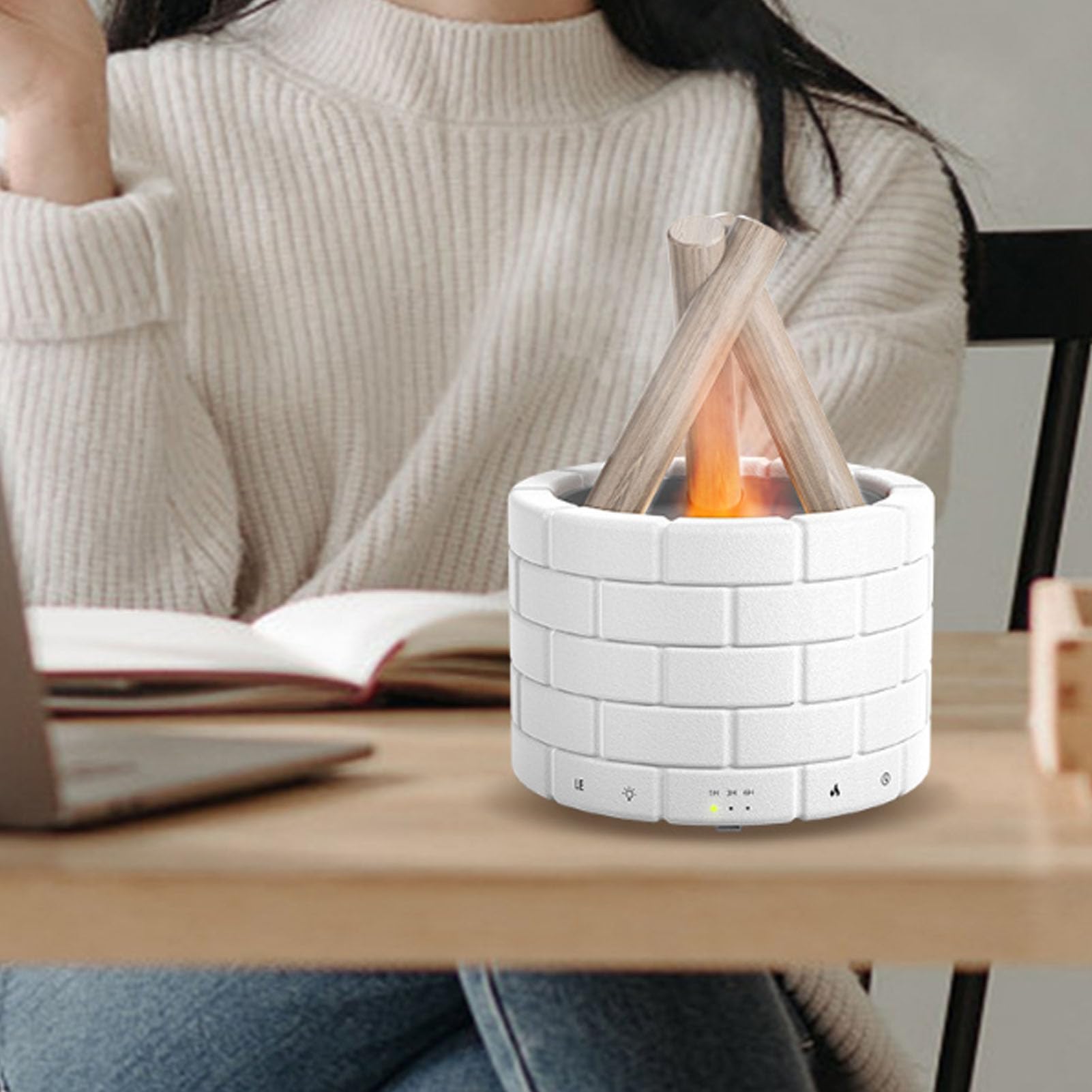 Simulierter Lagerfeuer-Diffusor, 250 Ml Luftbefeuchter mit Kühlem Nebel, Feuerflammen-Aromatherapie-Diffusor, Diffusor für ätherische Öle, Touch-Control-Flammendiffusor,