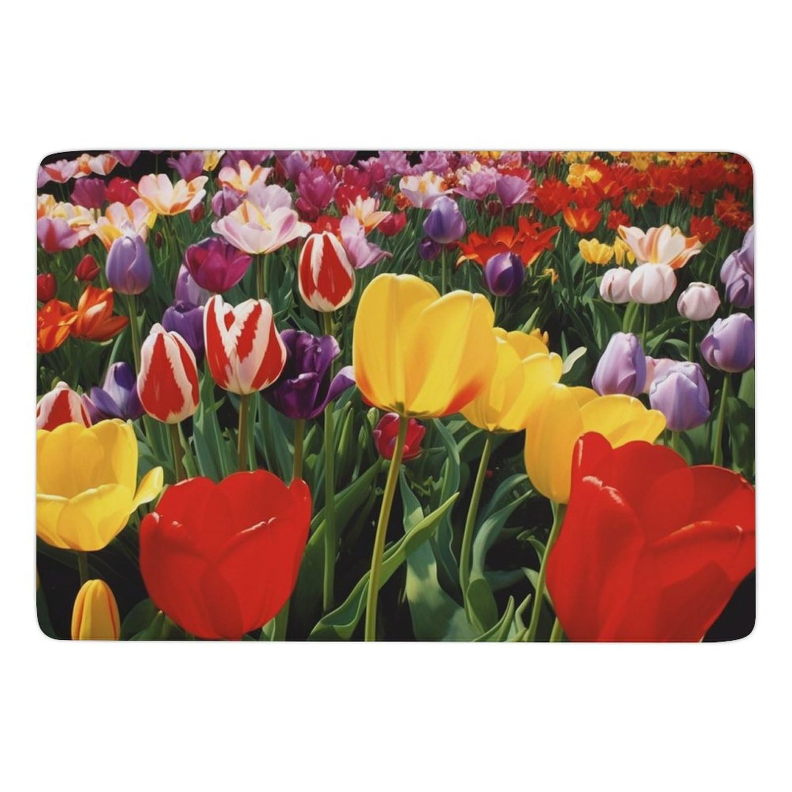 Tapis de jardin tulipe lavable et antidérapant en velours corail ultra doux