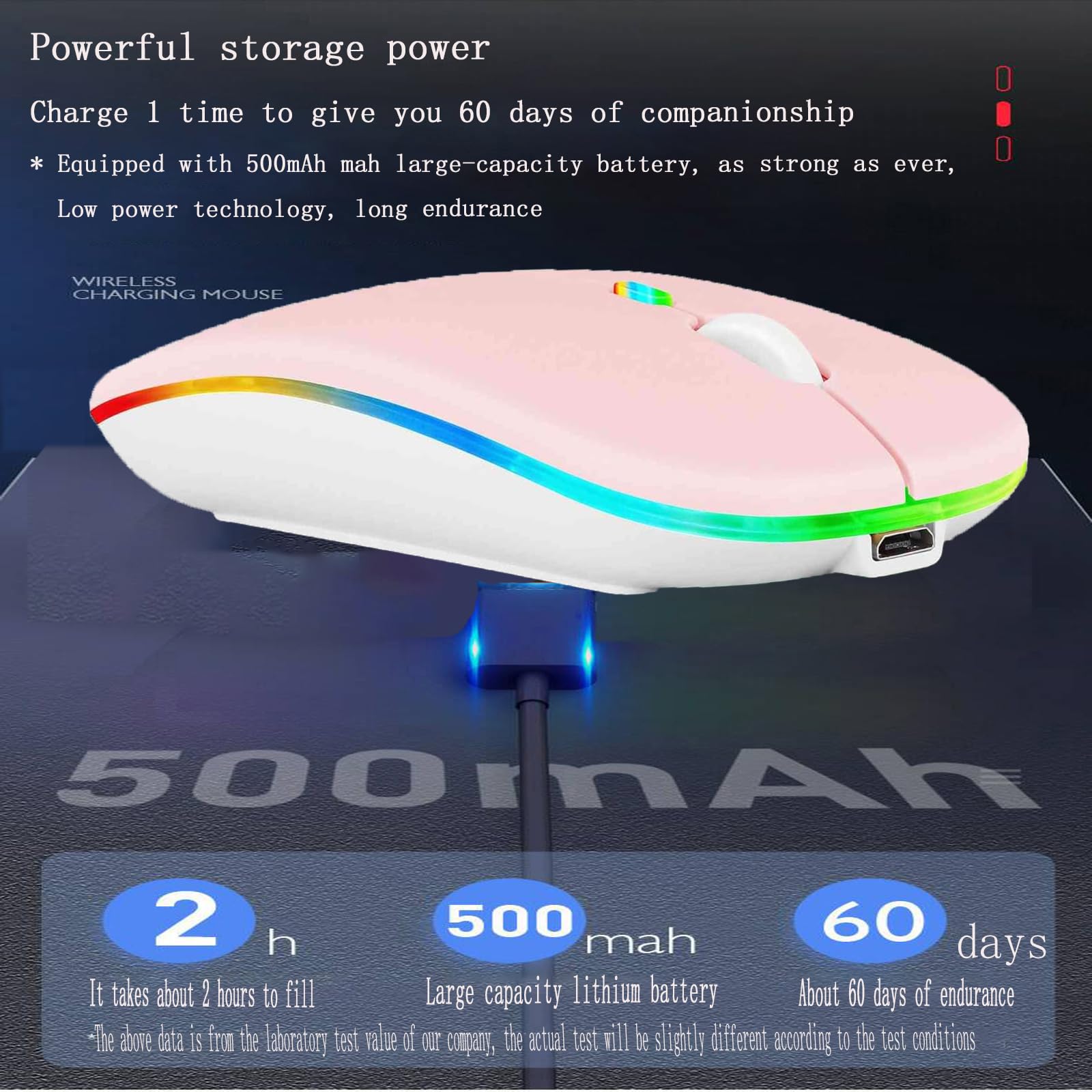 Guiheng Ratón inalámbrico Bluetooth, LED de modo dual recargable, silencioso y delgado, portátil (BT5.2 + receptor USB), ratones de computadora de modo dual, para laptop, computadora de escritorio,