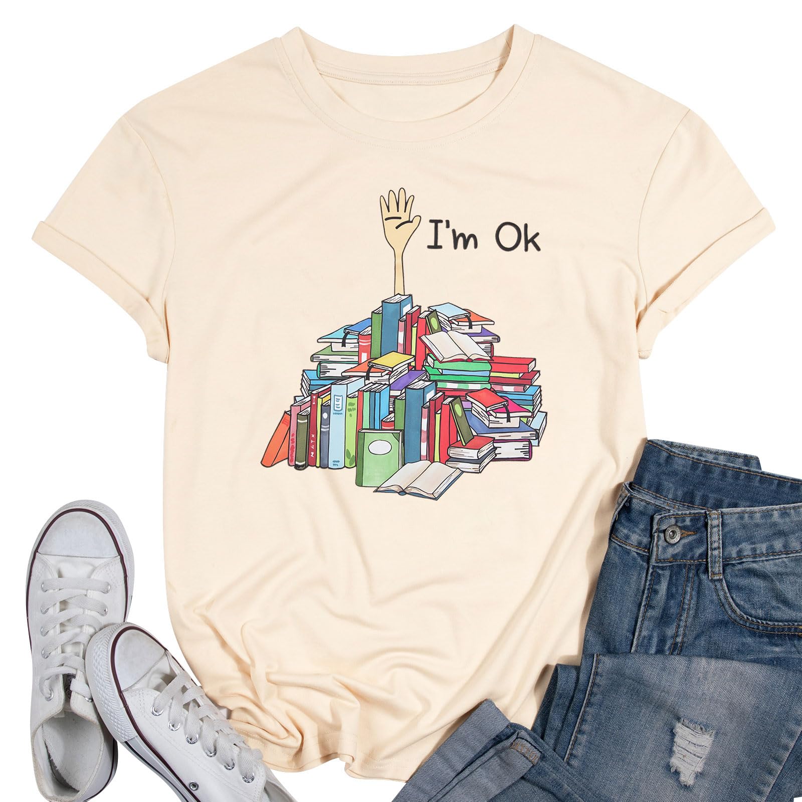 Book Lovers T-Shirt Women I Have No Shelf Control Graphic Tee Book Reading Shirt Cute Book Lover Gift Teacher Shirts