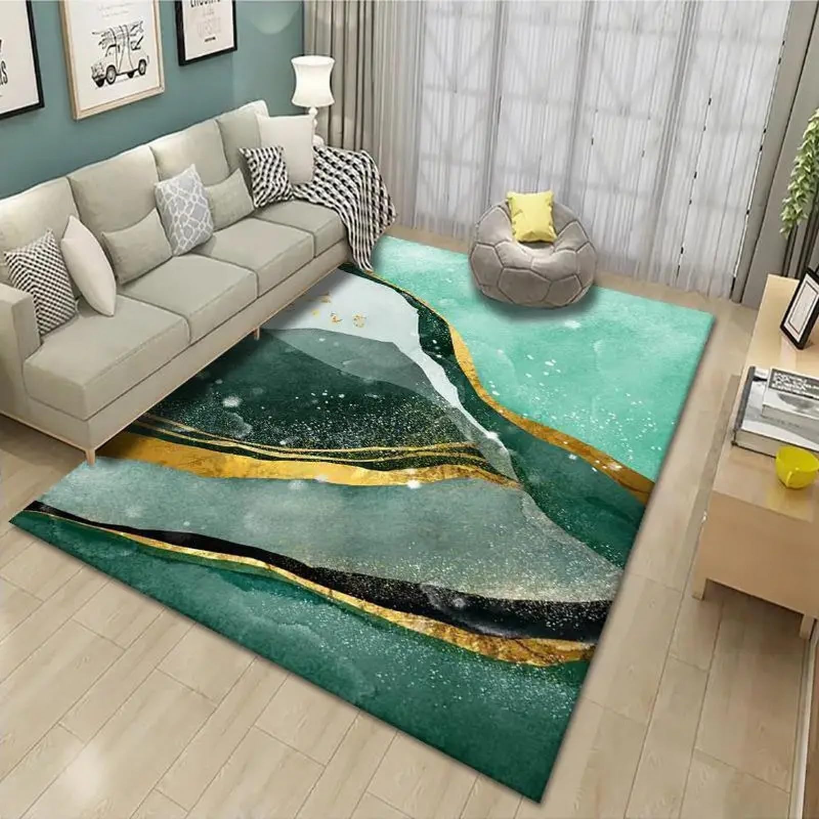 Carpet, 3D Printed Area Rug Abstract Geometric Lines Absorbent Non-Slip Rug Used For Bedroom, Living Room, Children'S Room, Home Decoration Art Mat 60 X 90 Cm, Stain Resistant Easy Cle-3304603368527