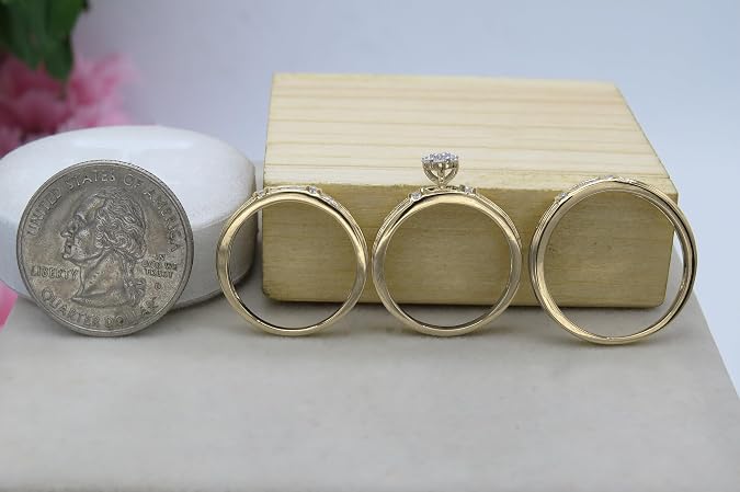 Dazzlingrock Unisex Cluster Engagement Trio Ring Set