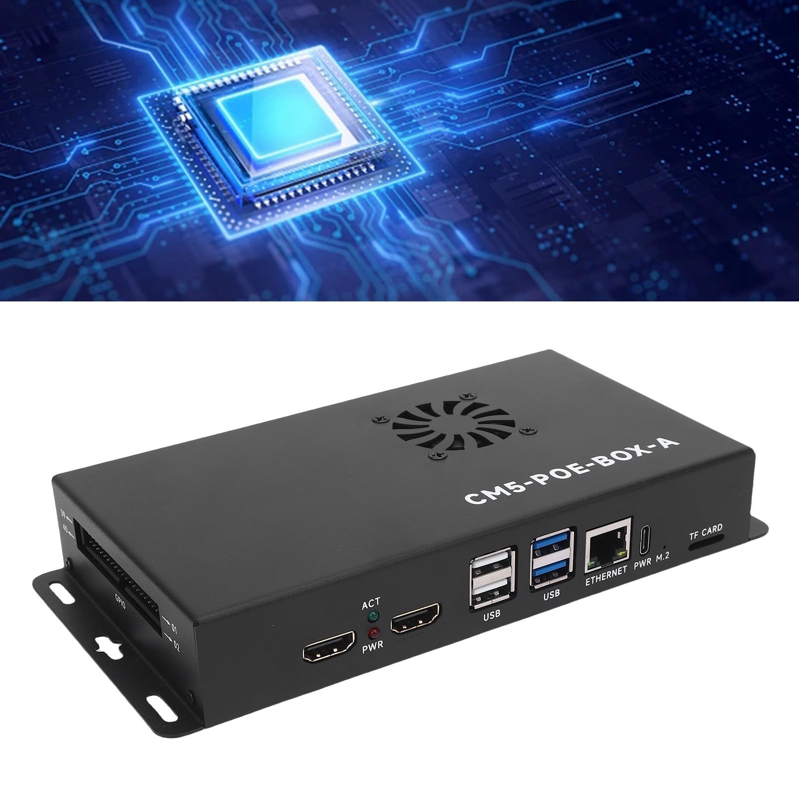 AMONIDA Modulo di Elaborazione Scheda di Espansione 5 PoE USB MIPI Ad Alte Prestazioni per Applicazioni IoT Lega di Alluminio con Guscio (Spina europea)