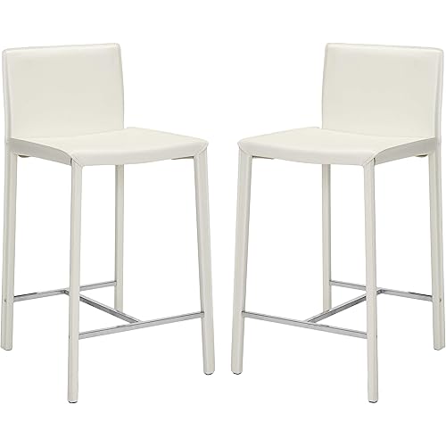 Safavieh Home Collection Jason White Leather 24-inch Counter Stool