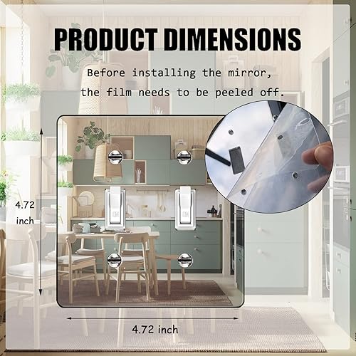 Miniatura 9 de 1 cubierta de salida de espejo, placas de interruptor de luz duraderas, placas de interruptor de espejo de acrílico y cubiertas de tomacorriente,