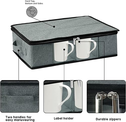 Miniatura 2 de Boczif Caja de almacenamiento para tazas de café, contenedores de almacenamiento con capacidad para 12 cristalería, tazas de café y tazas de té,